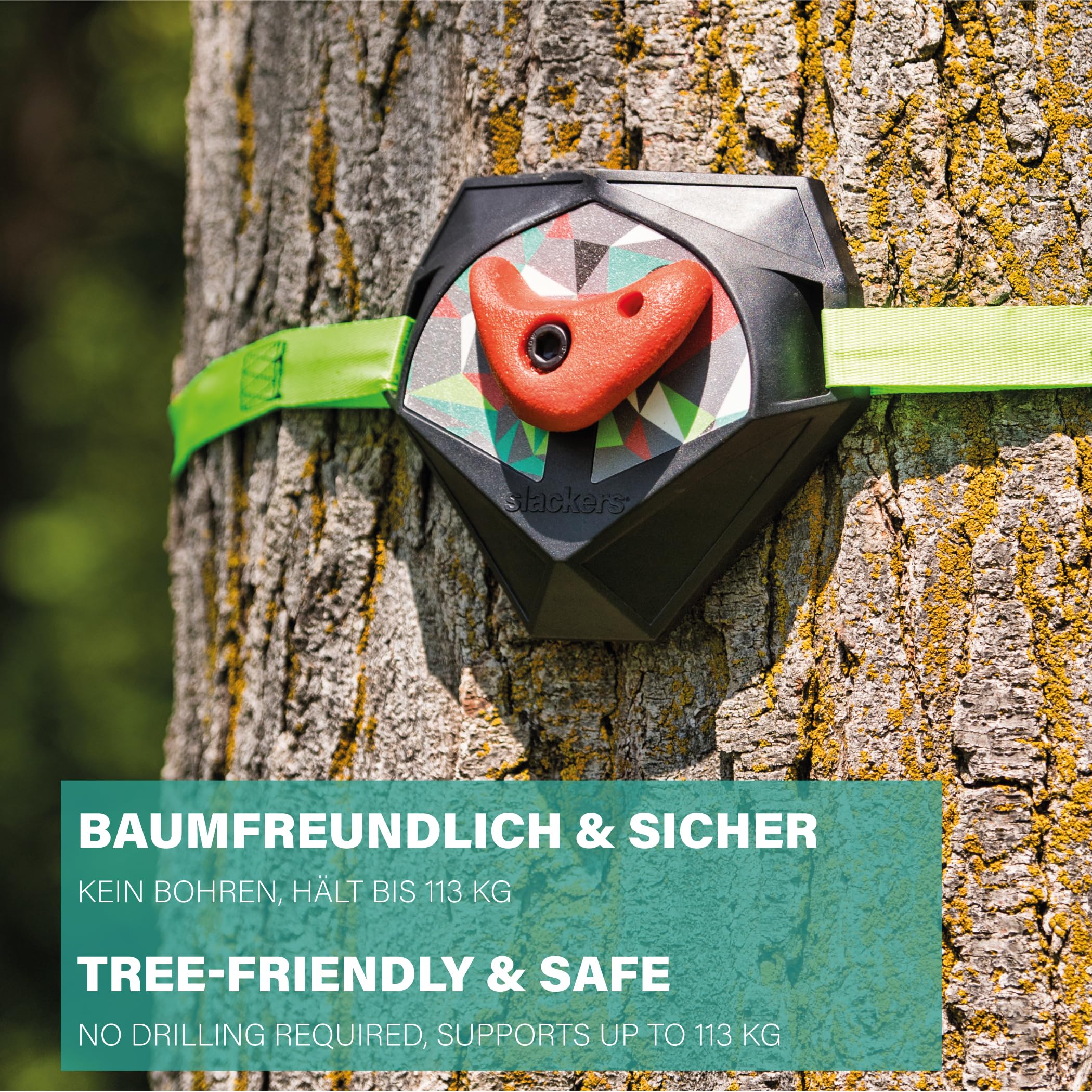 Slackers Ninja Treeclimbers Kletterset - 5 Baumtrittplatten mit Anti-Rutsch-Griptape & 4 Klettergriffen - Kletterhilfe für Kinder & Familien - Baumklettern für Garten & Baumhaus - max. 113 kg