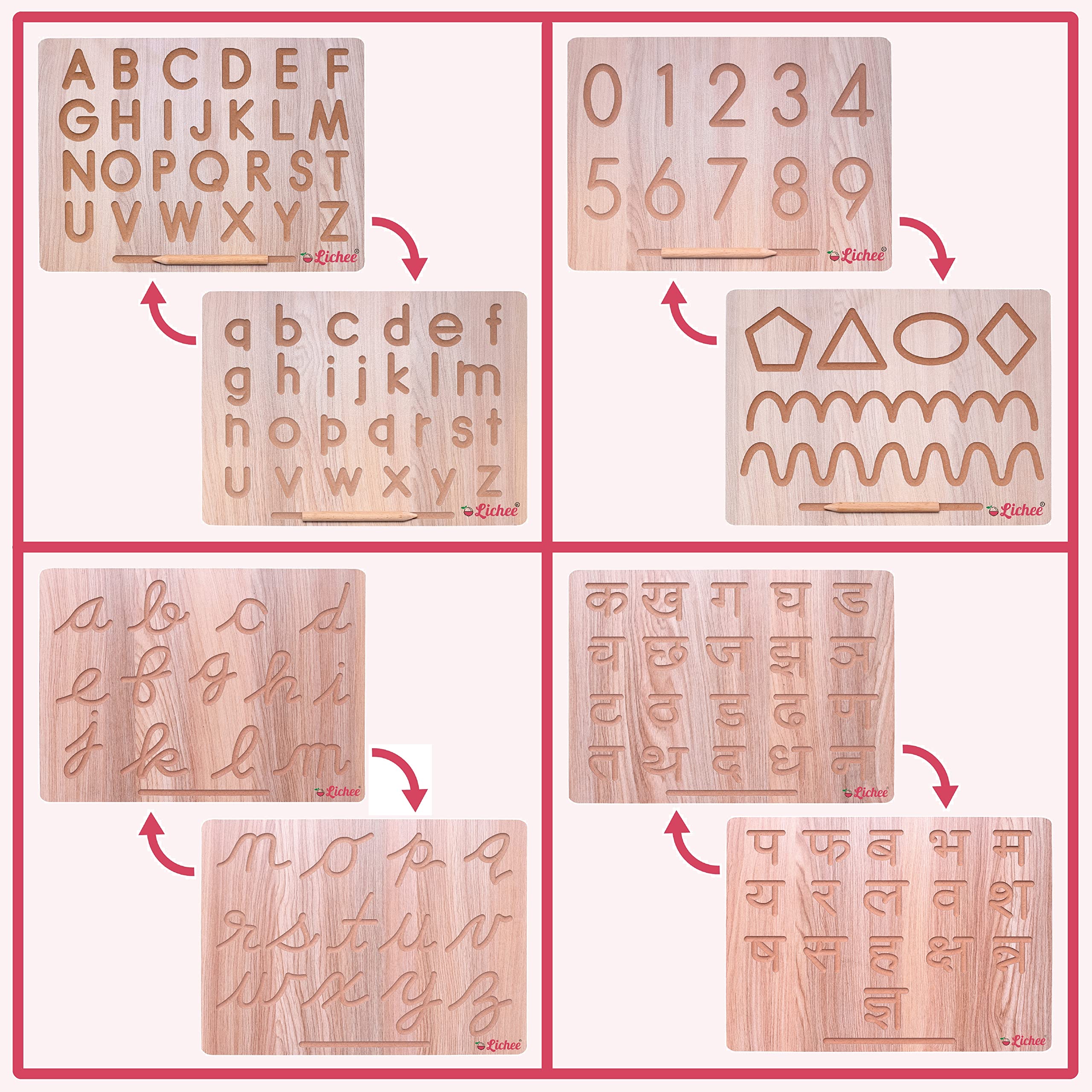 Lichee® English Capital & Small, Cursive, Hindi Alphabet, Number and Curve Patten Board for Teach Your Child about English, Hindi Alphabets, Number and Patten for 2+ Years old Kids (B09WVXT54L) Amazon Price History, Amazon Price Tracker