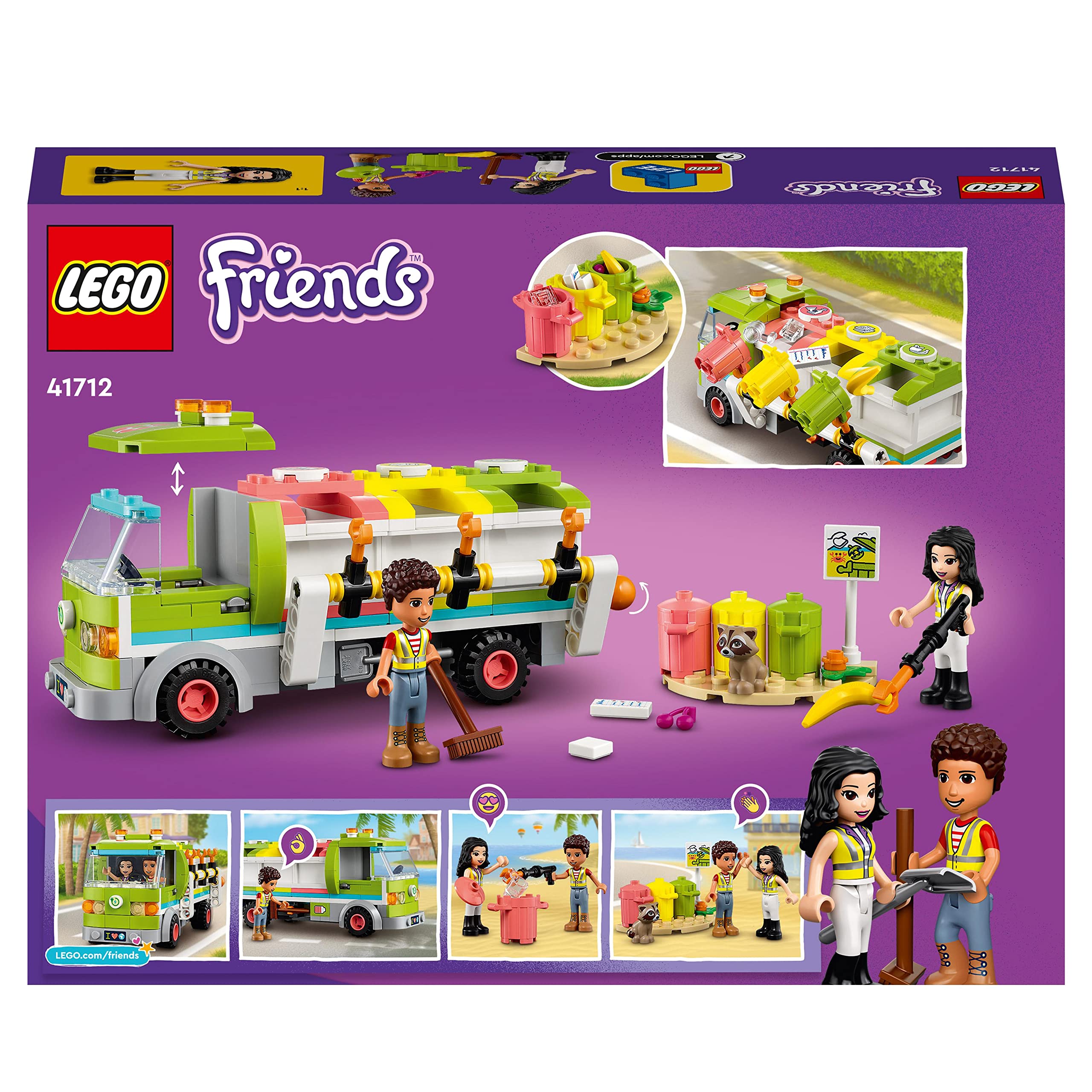 LEGO 41712 Friends Camión de Reciclaje, Juguete de Aprendizaje, Set con Mini Muñeca Emma, Regalo Educativo para Niñas y Niños de 6 Años en Adelante