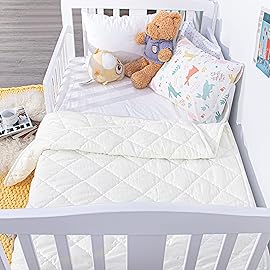 NTBAY Down Alternative Oversized Toddler Comforter, Super Soft and Warm Solid Color Baby Crib Quilted Blanket, 43x60 inches, White