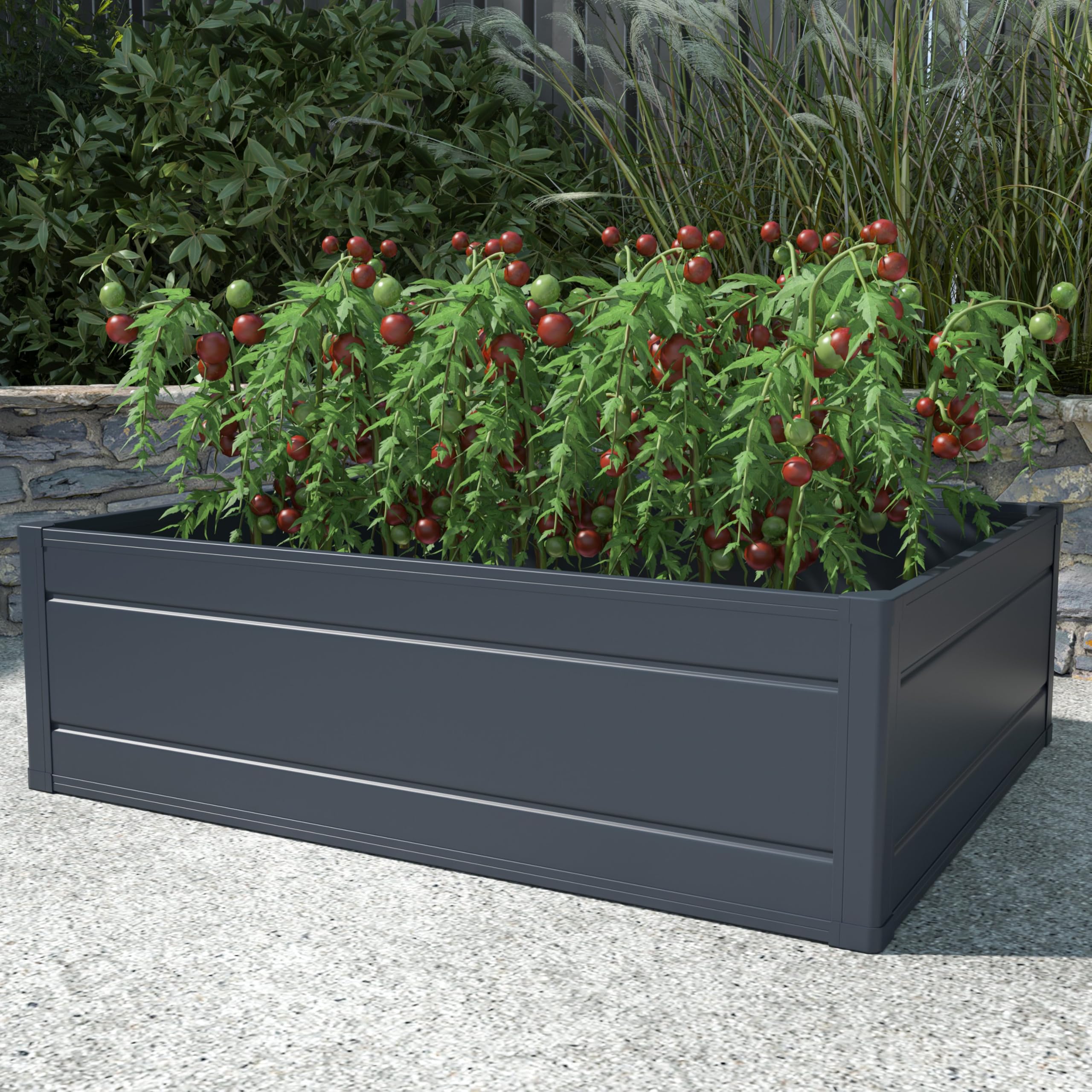 Garden Gear Plastic Raised Garden Bed - 100 x 80cm - Dark Grey