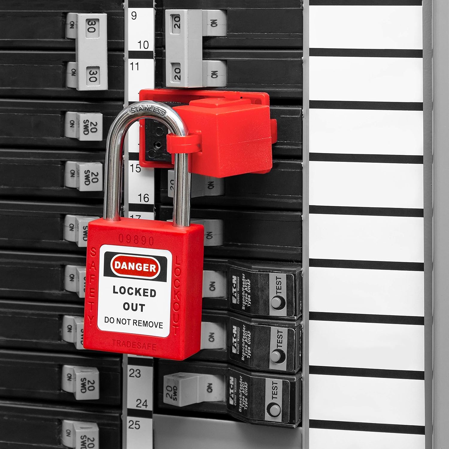 50% Off Discount TRADESAFE Electrical Lockout Tagout Kit - Hasps, Clamp on and Universal Multipole Circuit Breaker Lockouts, Loto Tags, Plug Lockout, Safety Padlocks Set (1 Key Per Lock) for Lock Out Tag Out Stations