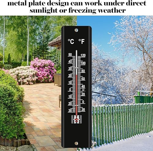 Miniatura 8 de Frienda Termómetro de pared para interiores y exteriores, termómetros para patio, doble escala, termómetro para temperatura, hogar, piscina,