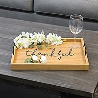 Vista 53 de Elegant Designs HG2000-WWC 15.50" x 12" Bandeja de madera decorativa para servir con asas, lavado blanco Bienvenido