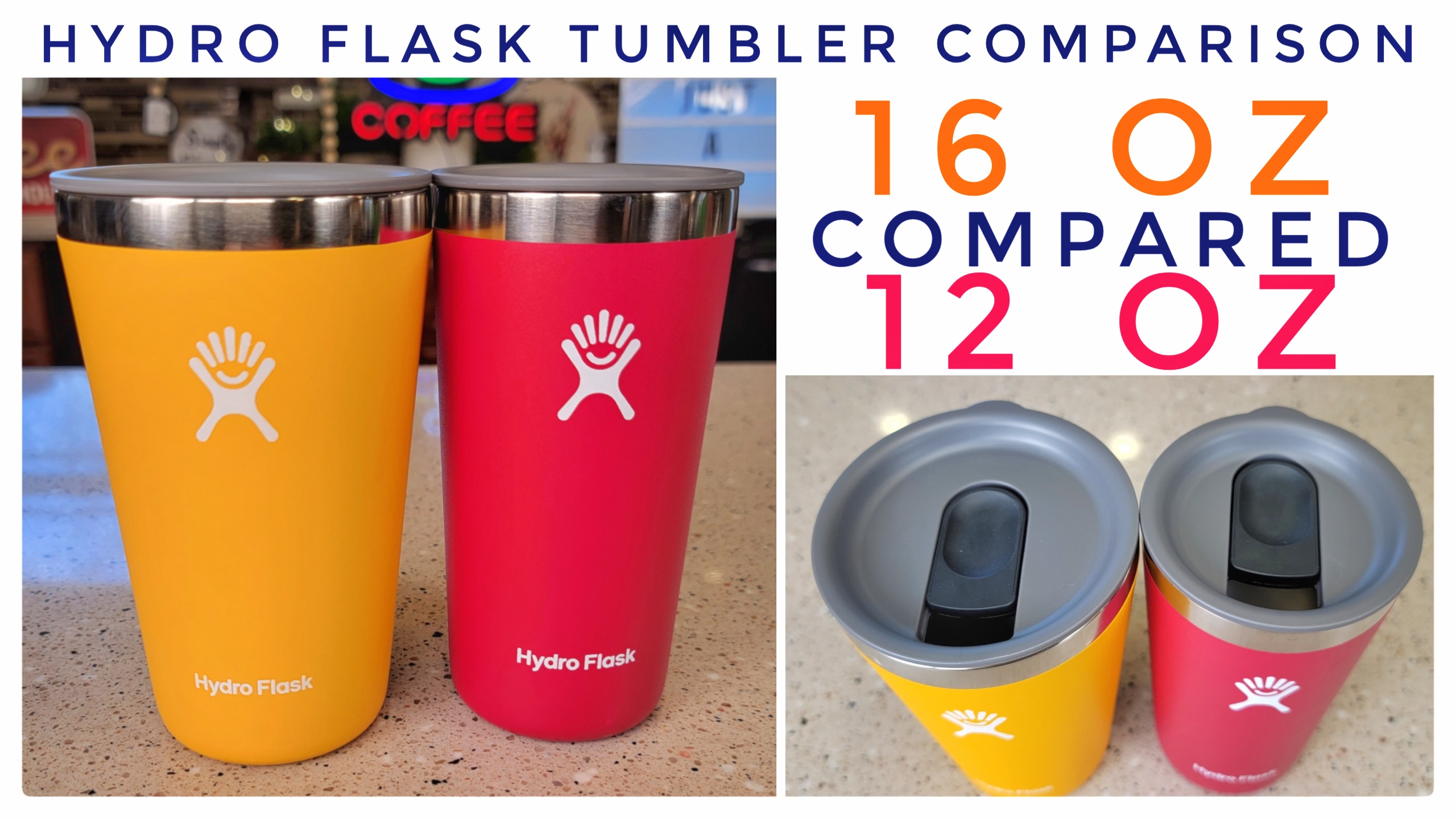 Watch Hydro Flask 12 oz vs 16 oz Tumbler Comparison on Amazon Live