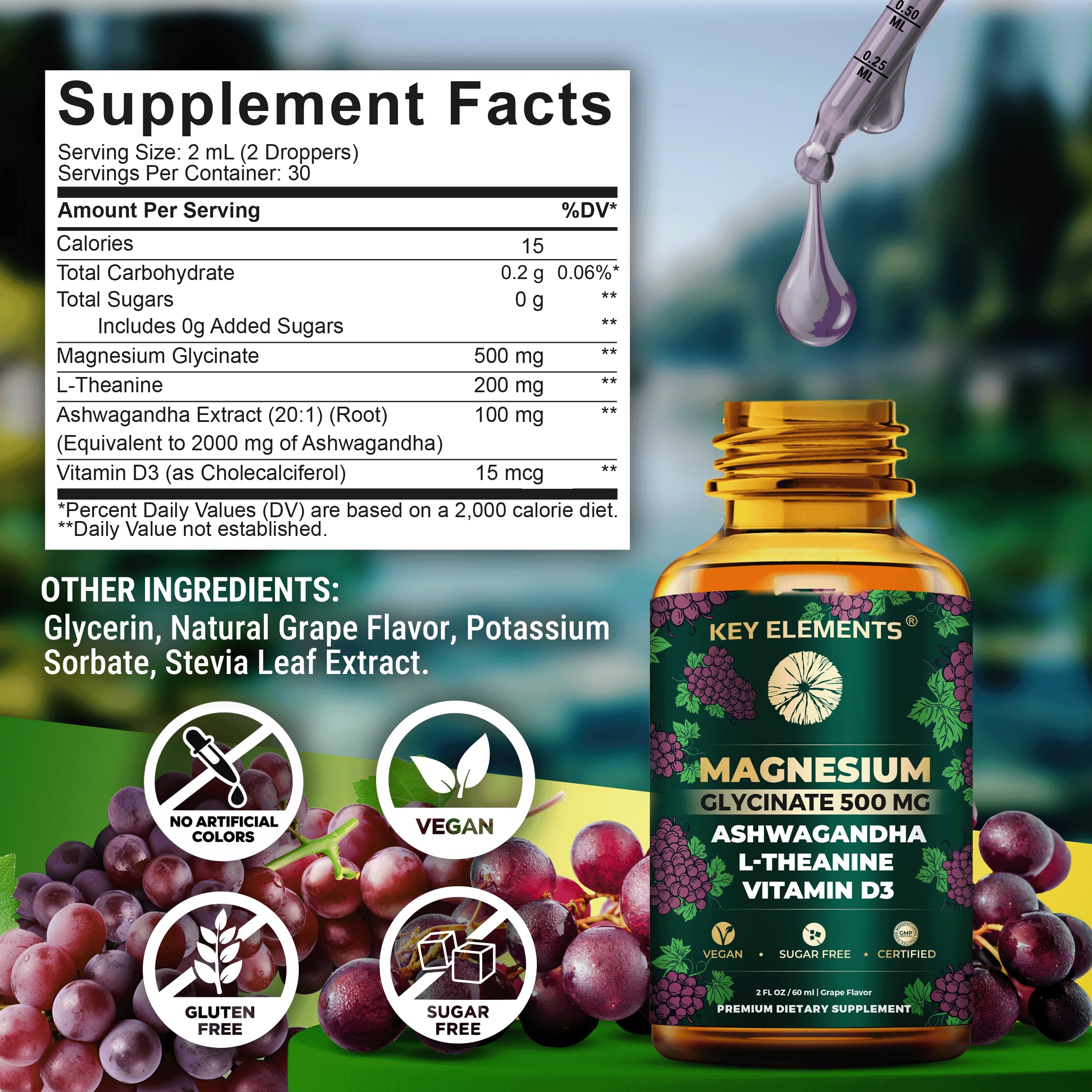 Liquid Magnesium Glycinate 500mg with Ashwagandha & L Theanine — Amazon image 5