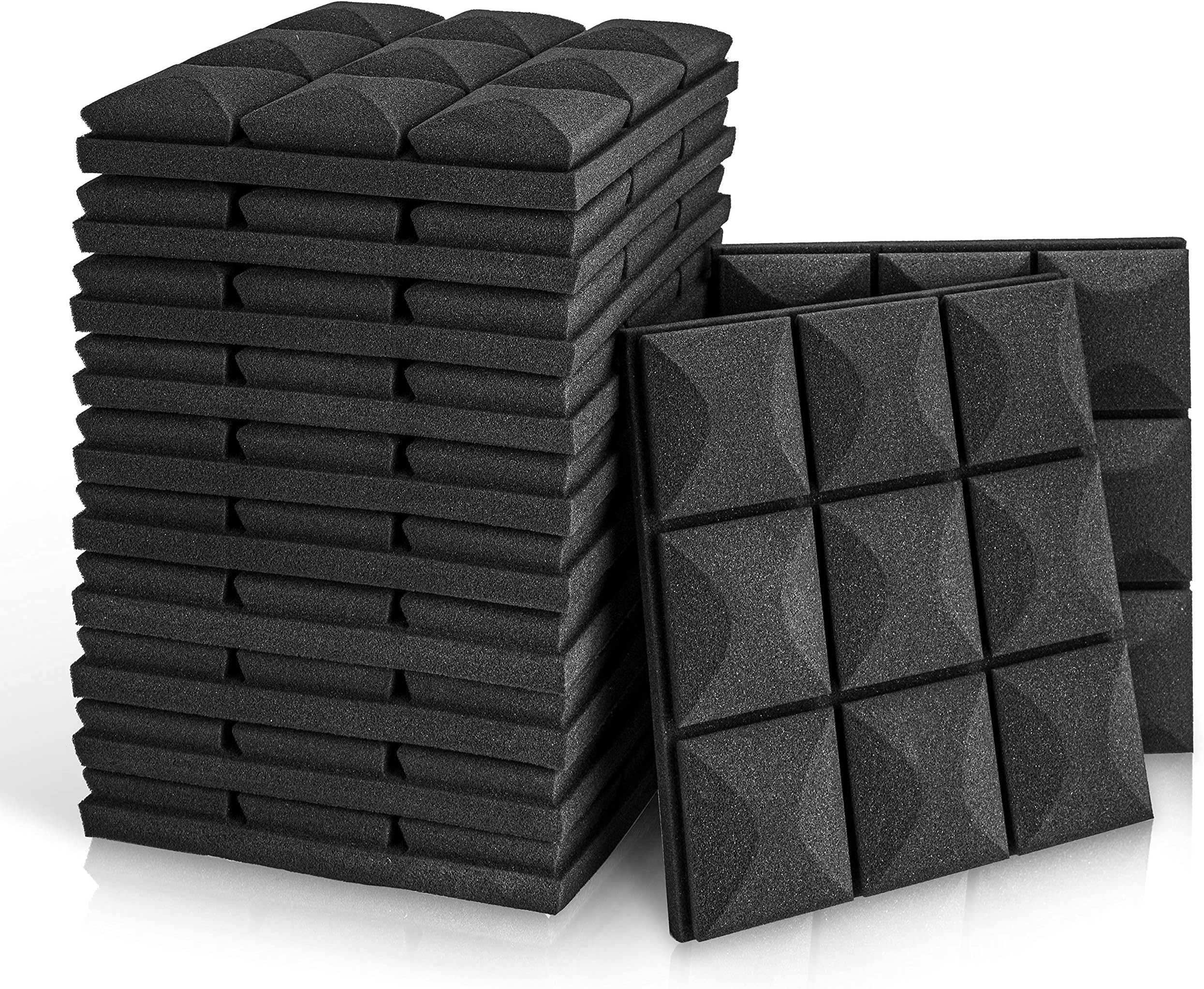 HungKai Acoustic Foam Sound Panels Wedges Soundproof Sound Insulation Absorbing, 2x12x12in (Pack of 12)