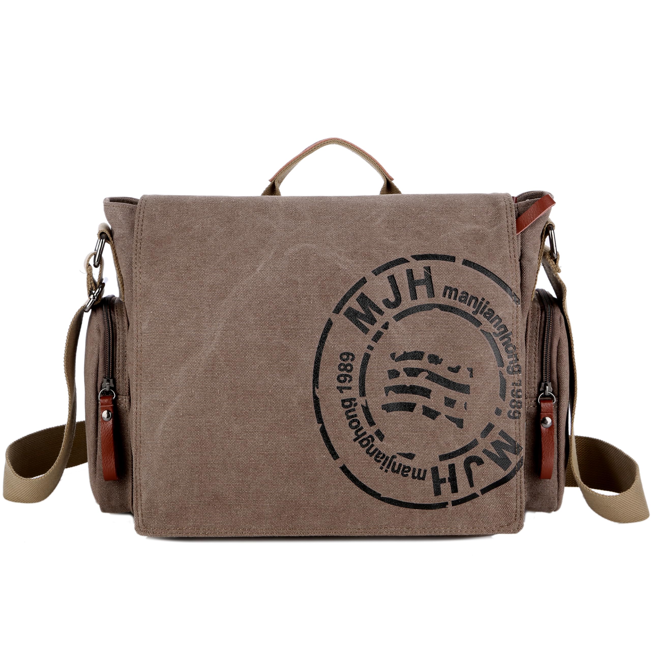 Bandolera de lona para hombre ideal para viajar con portátil de 13,5 pulgadas 7