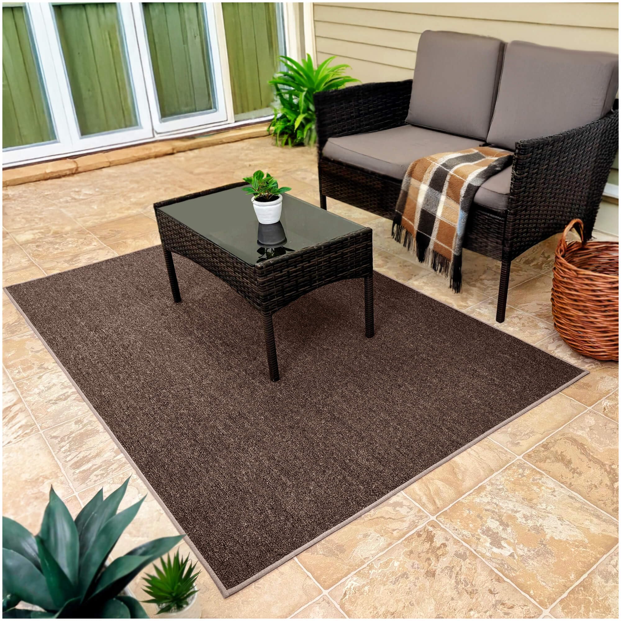 KOECKRITZ Trailblazer 7' x 12' Indoor/Outdoor Area Rug – Fade Resistant, Lightweight Polyester Carpet for Porch, Patio, Deck, Living Room & Events -