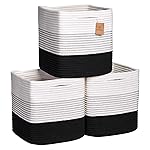 NaturalCozy Storage Cubes 11 Inch Cotton Rope Woven Baskets for Organizing, 3-Pack | Cube Storage Bin | Square Storage Baskets for Shelves Organizer, Classroom, Kids Toy Bins, Closet, Baby Nursery