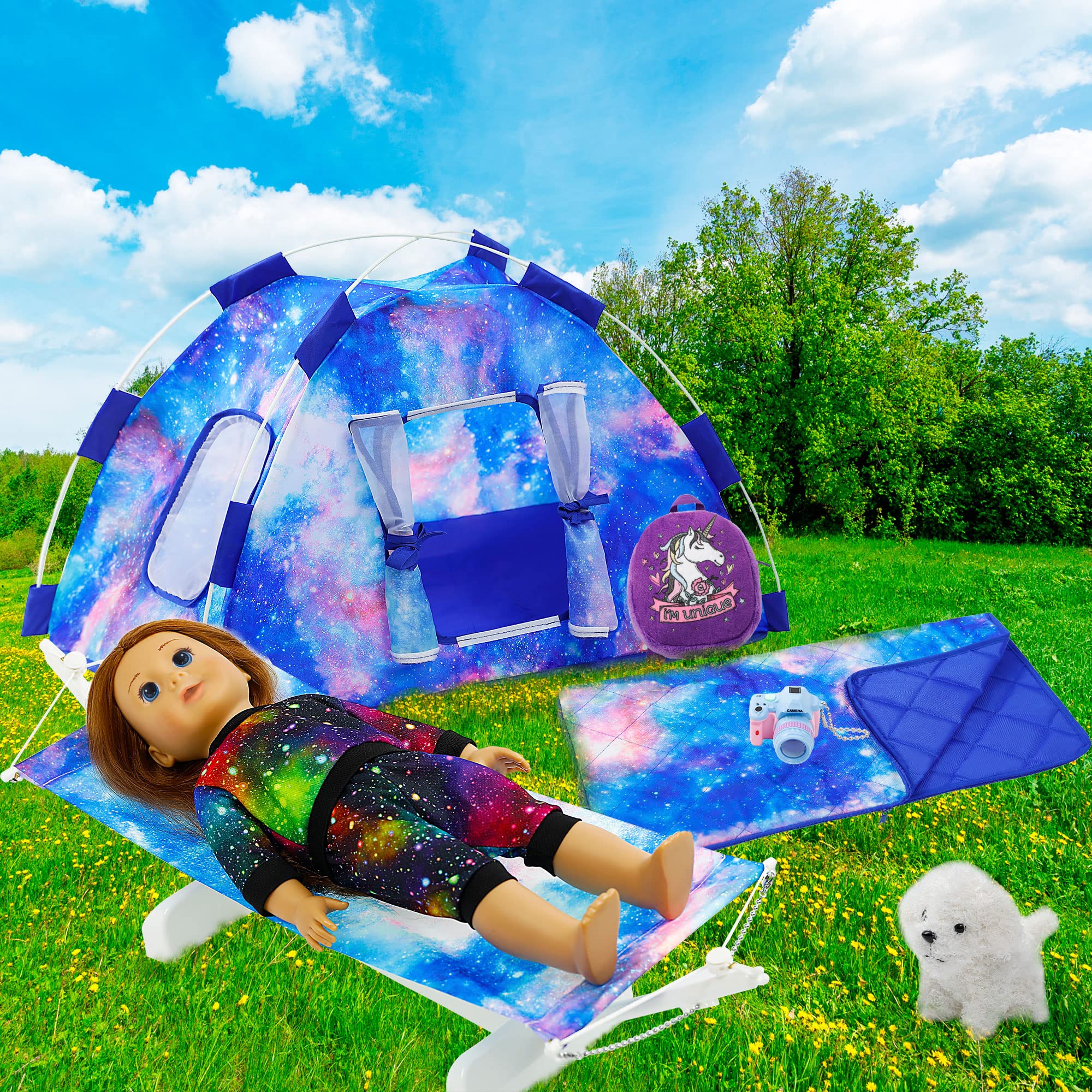 18 Inch Dolls Accessories Camping Tent And Hammock Set Including