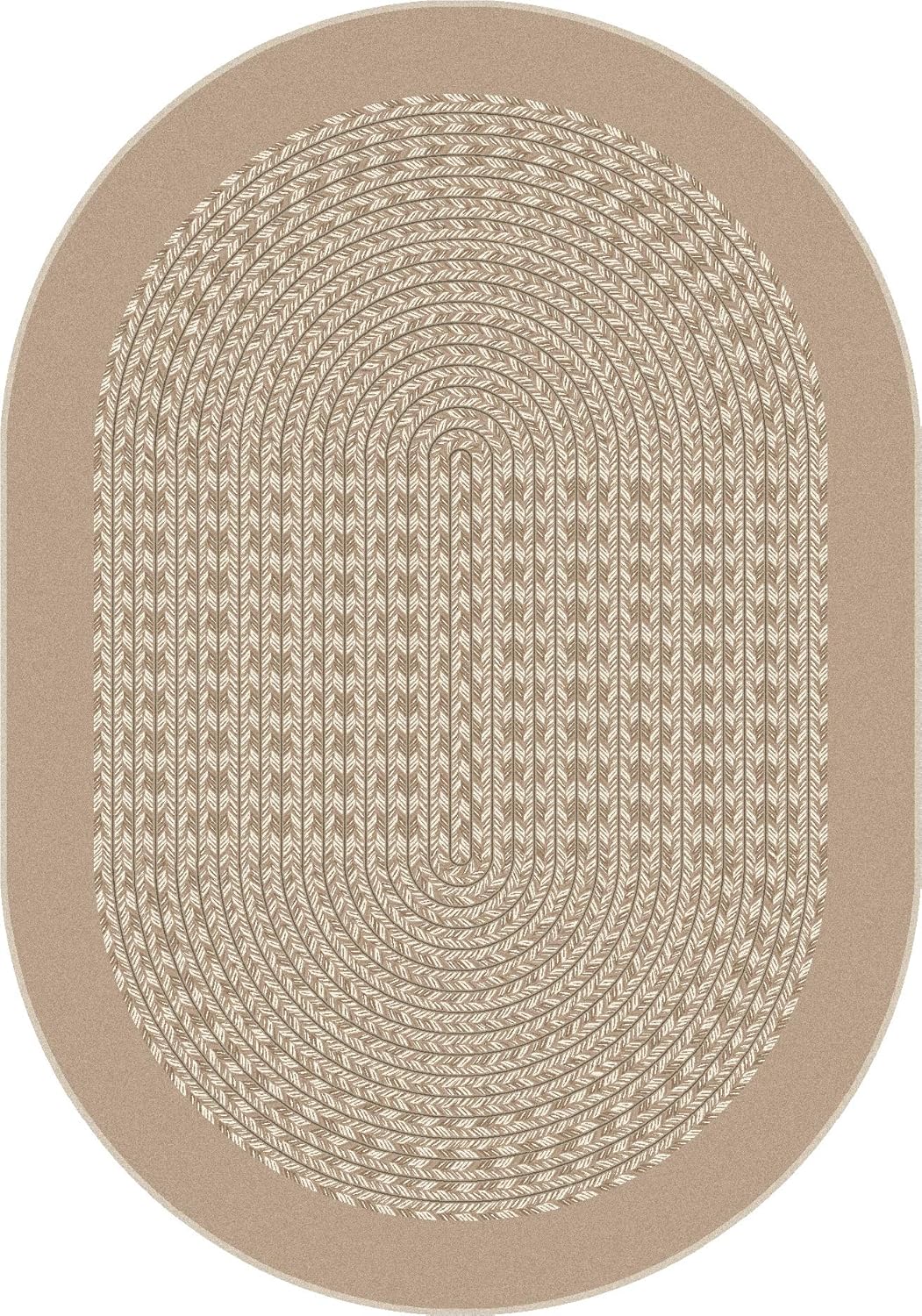 Joy Carpets Like Home 5'4" Round Area Rug in Color Beige