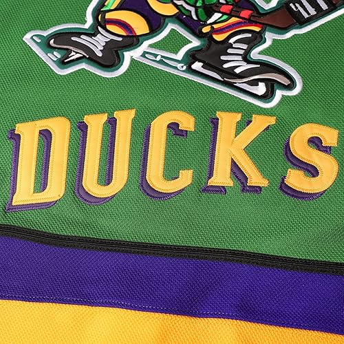 Miniatura 5 de Mighty Ducks 96 Charlie Conway 99 Adam Banks 33 Greg Goldberg Movie Hockey Jersey Blanco Verde Negro, verde, blanco