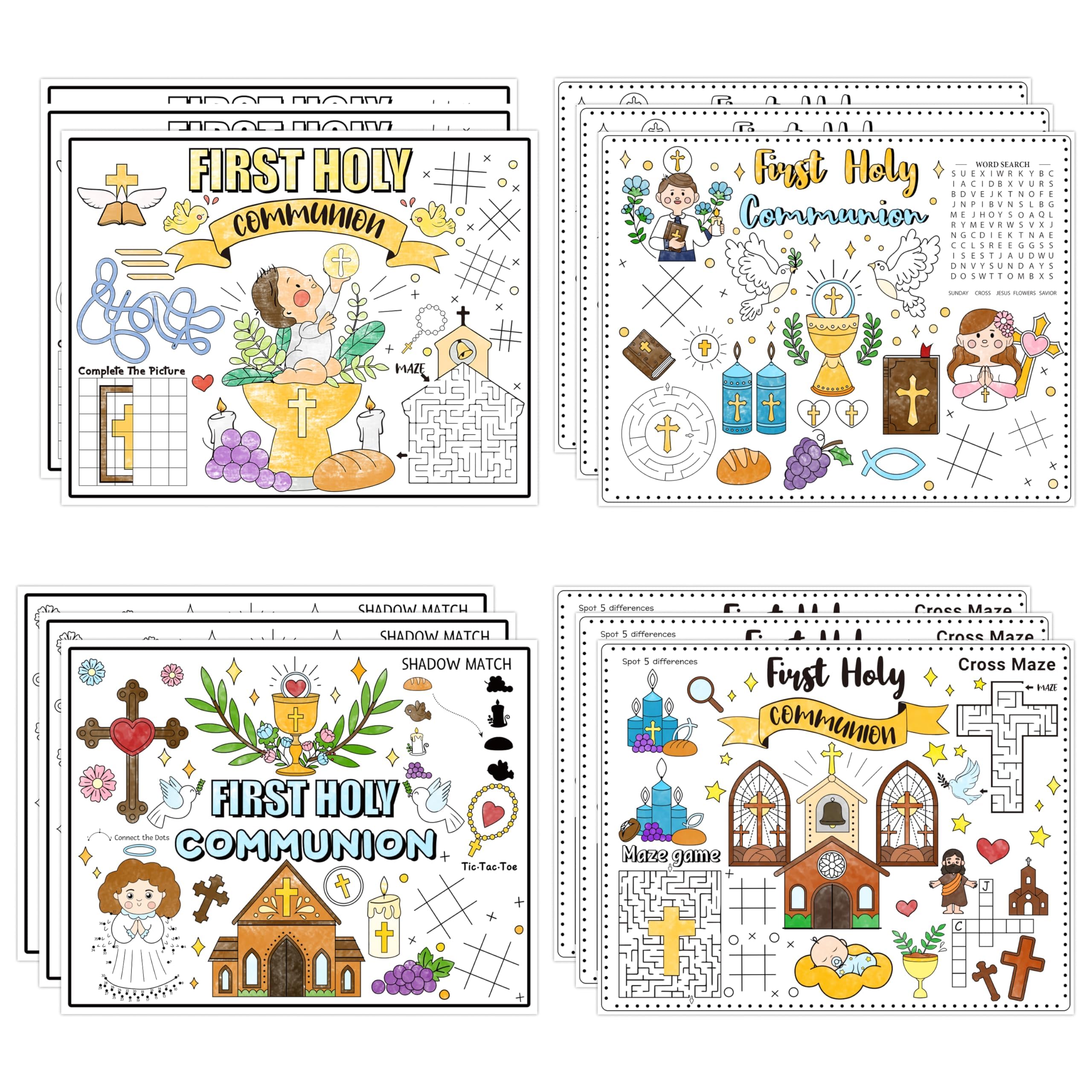 Set de table à colorier communion : fini l'ennui des enfants à table