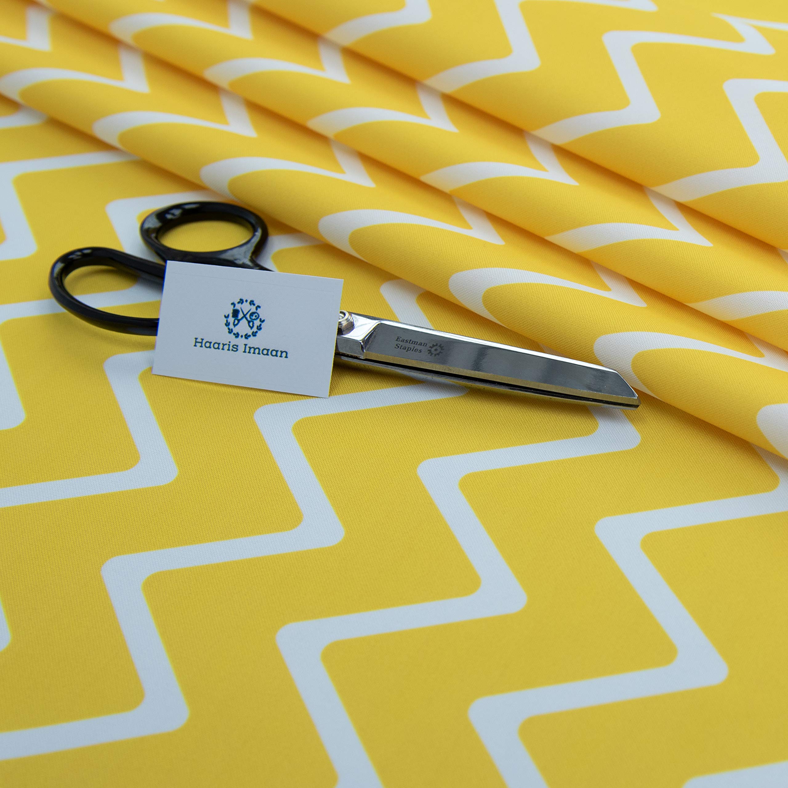 Haaris Imaan Chevron Mustard Arabesque Collection Printed Water Resistant Upholstery Fabric 1 Metre,