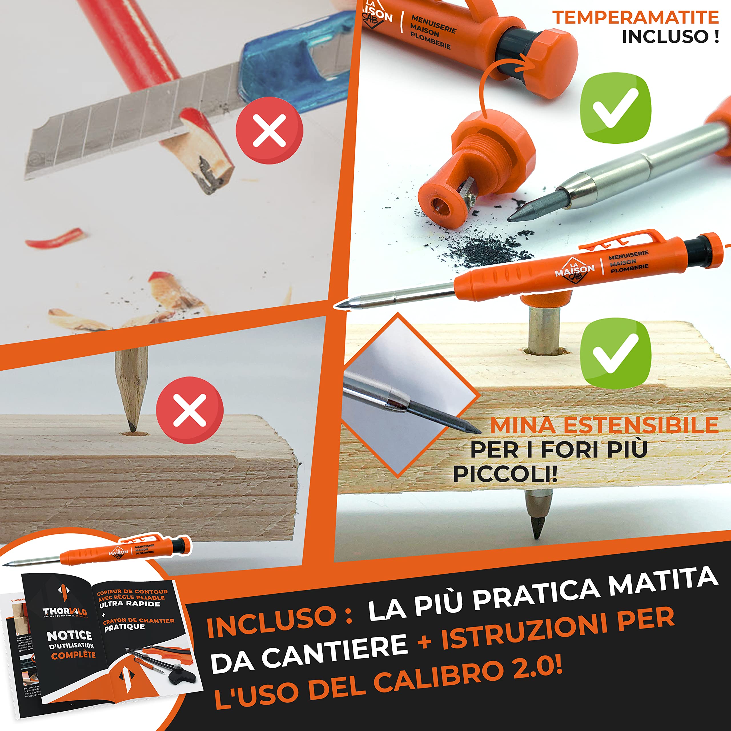 Replicatore Contorni Thorvald 2.0 - Calibro Per Forme 25cm Con Matita E Guida Per Piastrelle E Parquet - Foto 12