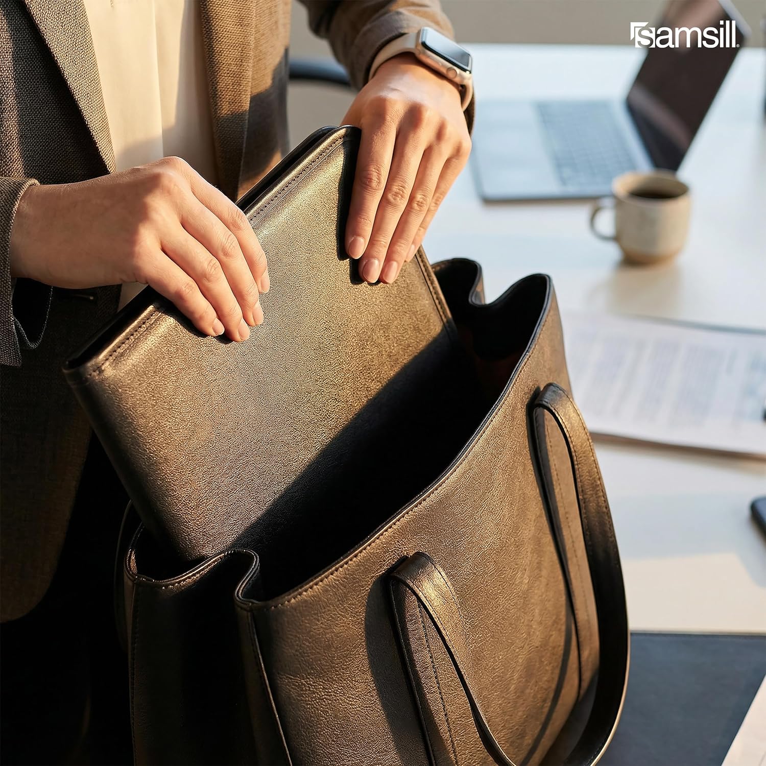 Samsill Professional Padfolio, Faux Leather Business Portfolio for Men and Women, with 8.5 x 11 Writing Pad, Black - Image 10