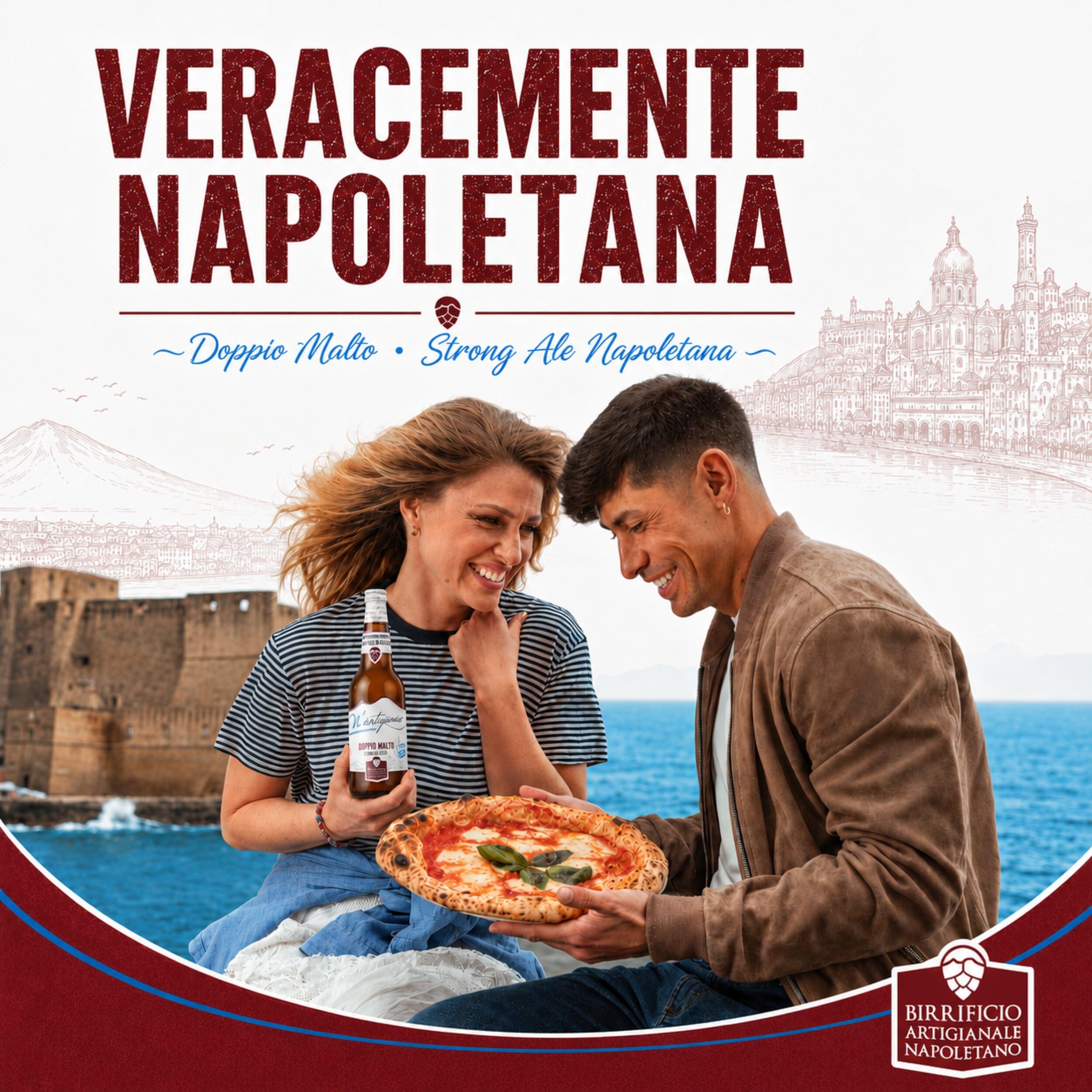 Birra Artigianale N’Artigiana Doppio Malto 66cl | Birra Strong Ale Napoletana con Puro Malto d’Orzo ad Alta Fermentazione | 7,0% Vol | Cassa da 12 Bottiglie