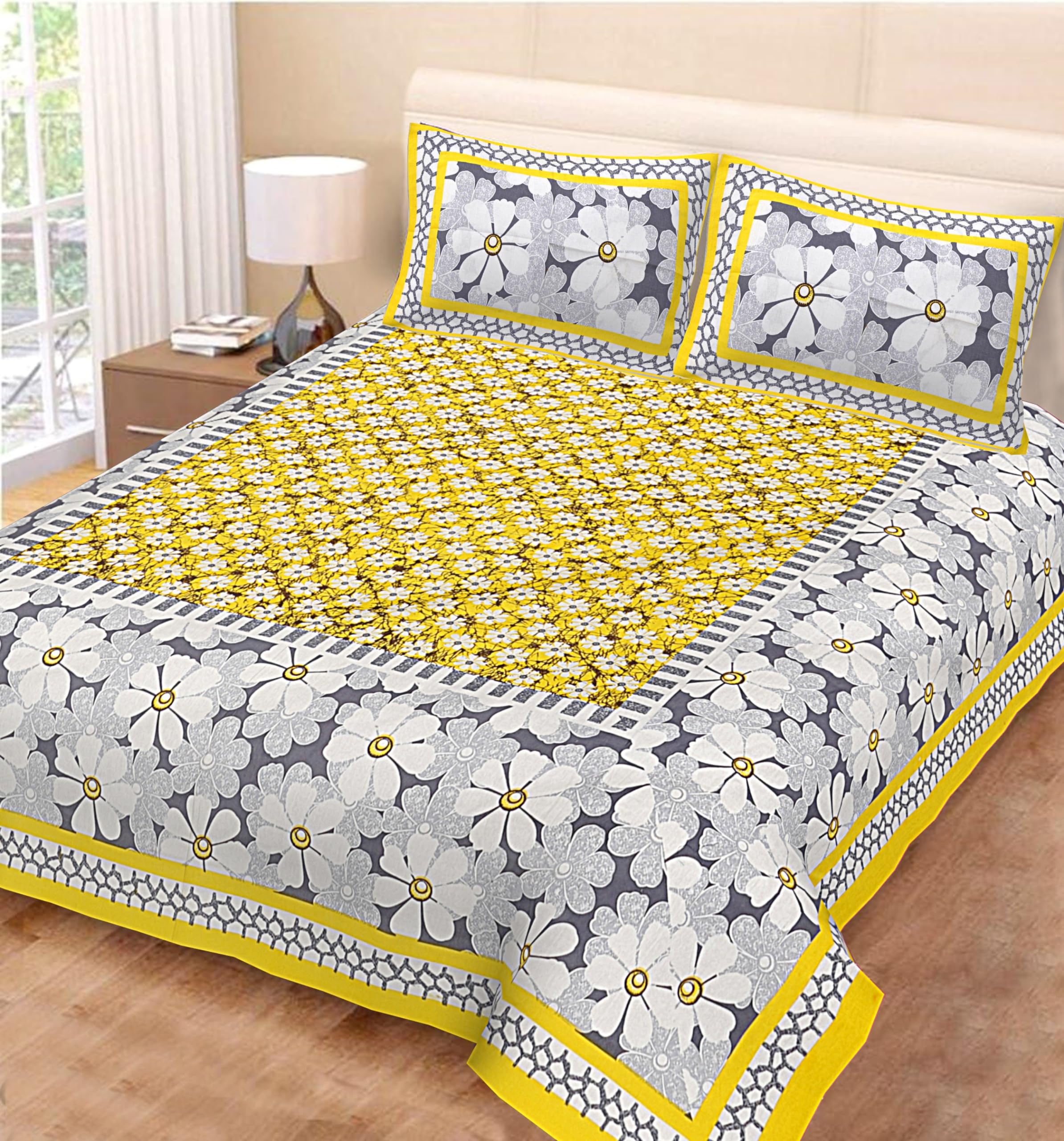 Cotton bedsheet for Double Bed Rajasthani Jaipuri Traditional Floral King Size Double Bedsheet with 2 Pillow Covers -Multicolor148 (B0D2YB4P8F) Amazon Price History, Amazon Price Tracker