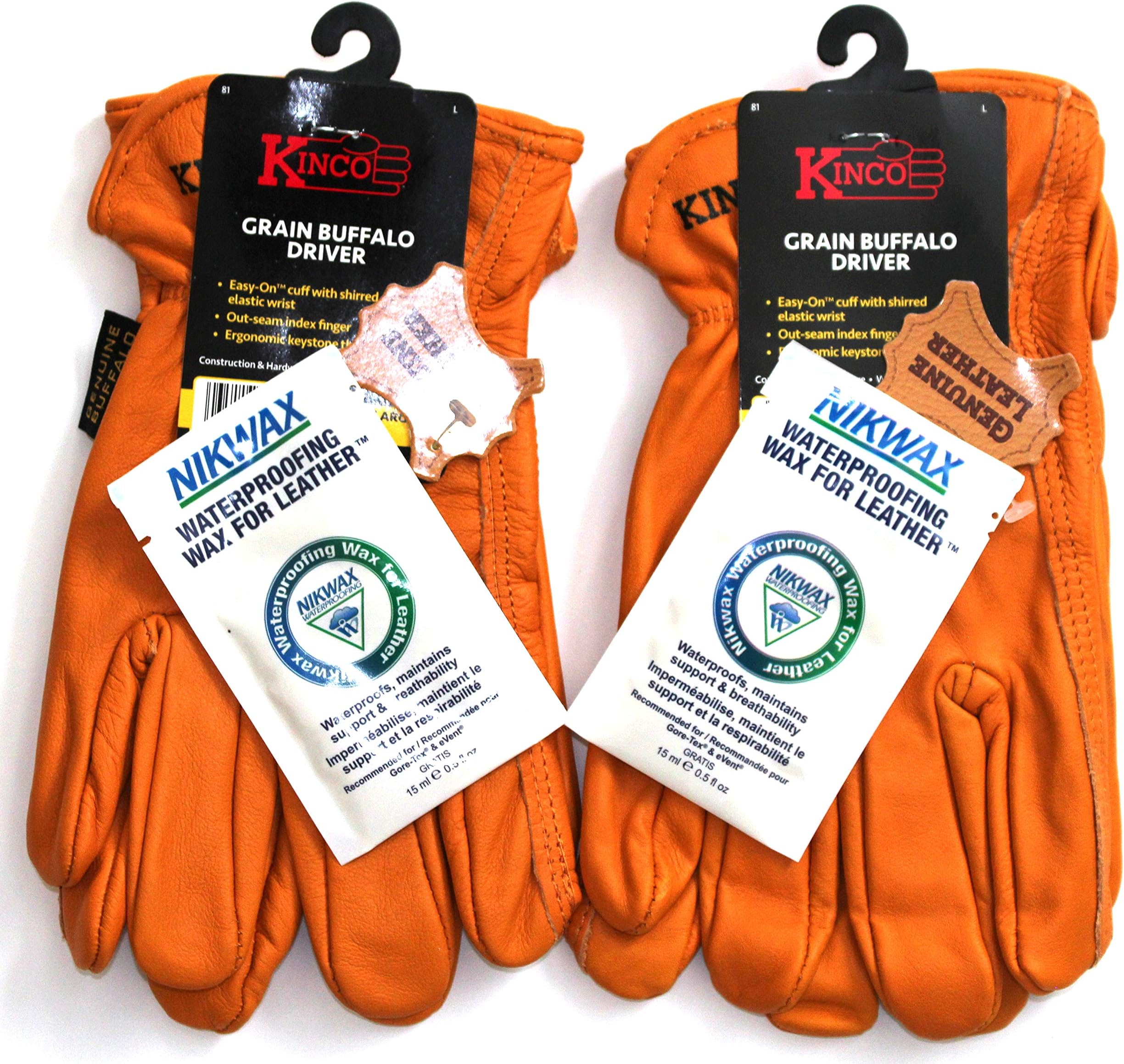 Kinco - 81, Buffalo Leather Work Gloves for Men Kinco's Toughest & Durable with Nikwax Waterproofing (XL) 2 Pair