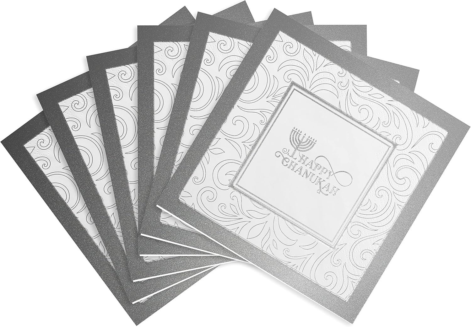 Hanukkah Plates And Napkins Set - Hanukkah Party Set - 7" And 9" Plates, Cups, Napkins and Tablecloth - Serves 8 Silver Foil Chanukah Themed Party Supplies