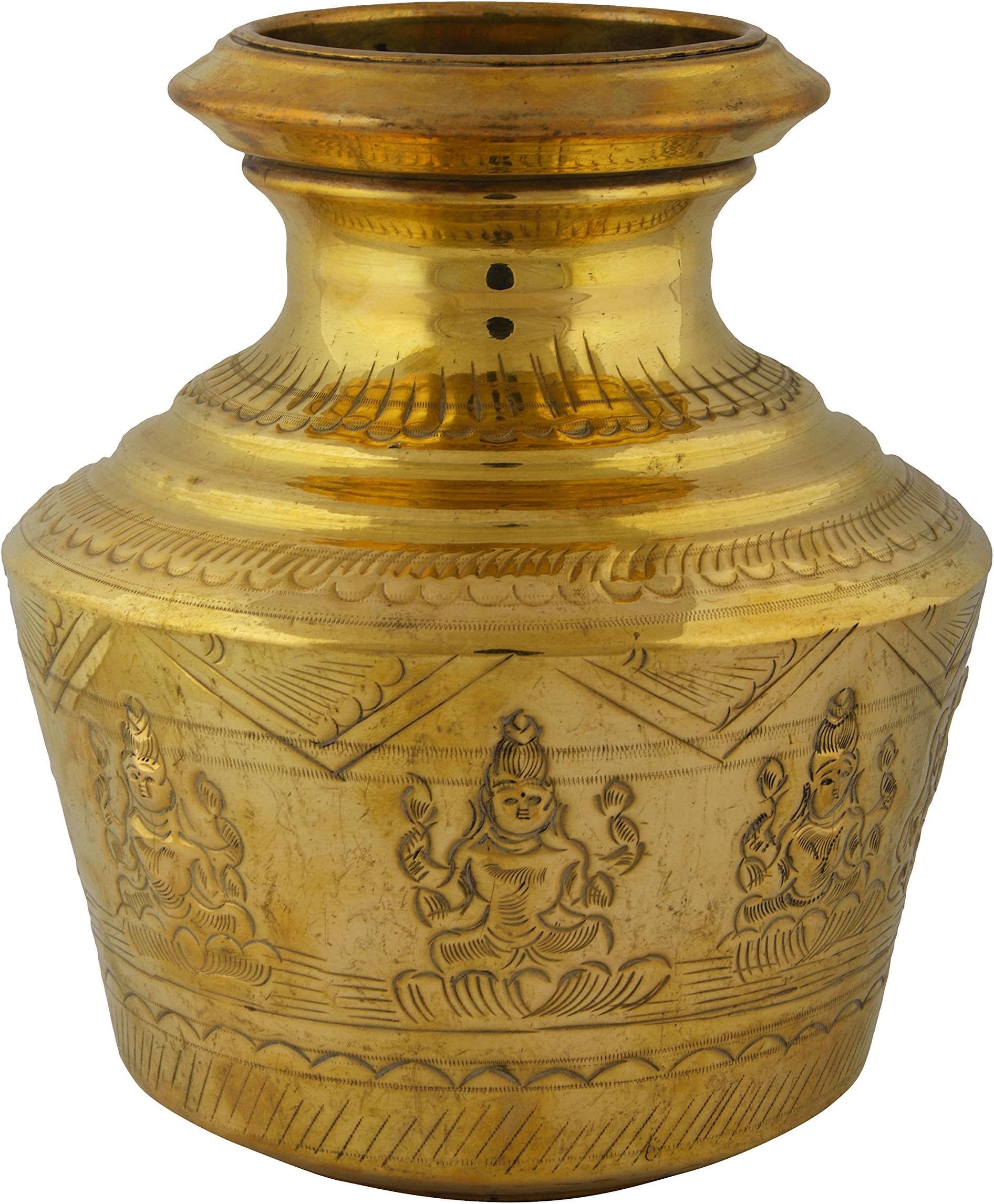 Brass Ashtalakshmi Kudam (Bronze, 7.4 Inch X 9 Inch X 8.2 Inch)