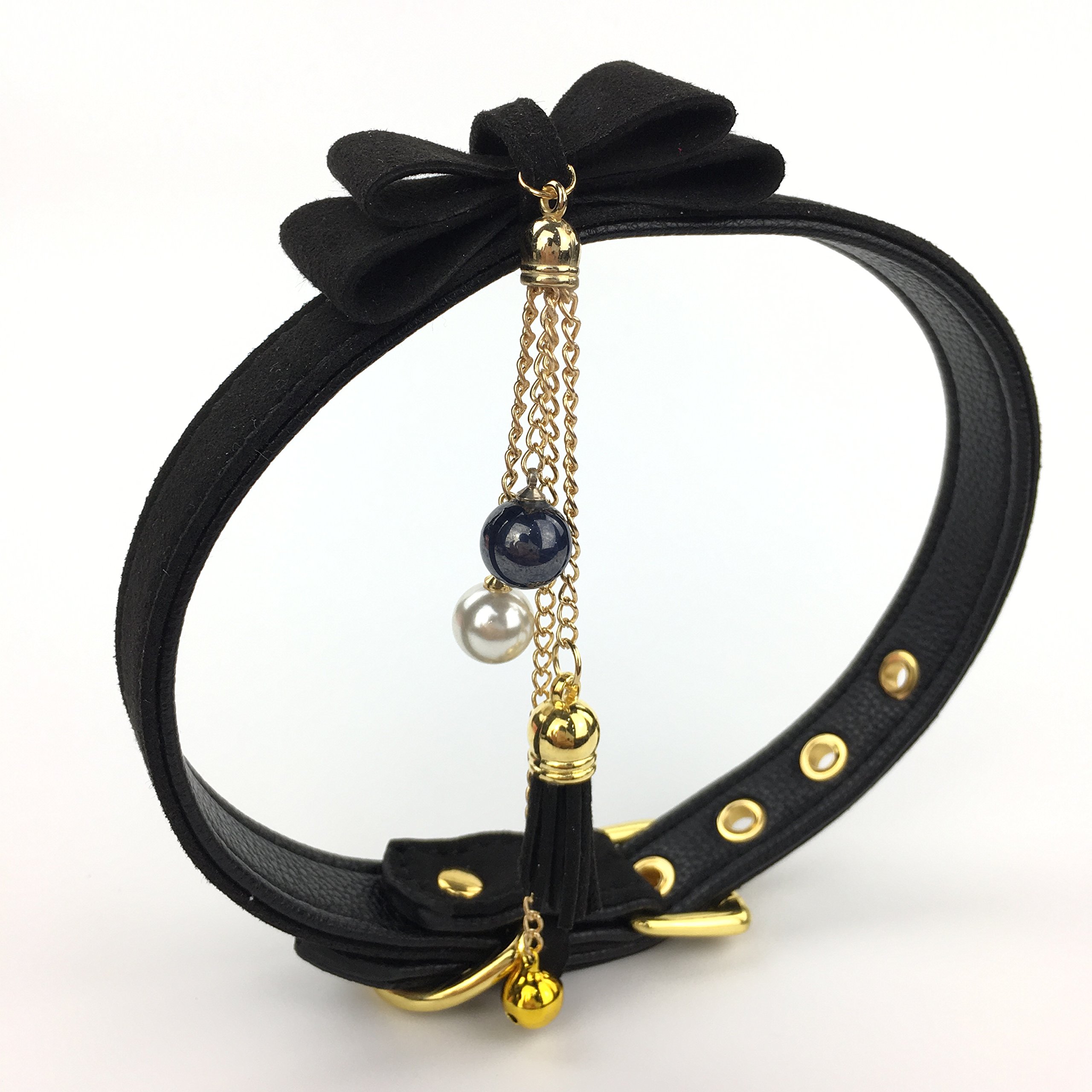 Bell Choker Collar Necklace Lolita Bow Collar Cat Kitty Velvet Necklace: B