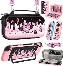 Gurgitat 6in1 Kits Accessories Bundle for Nintendo Switch 2 2025 - Cute Carrying Case, Protective Cover, Joy Con Grips, Thumb Grips, 24 Game Holder, Shoulder Strap Teens Boys Girls, Skull