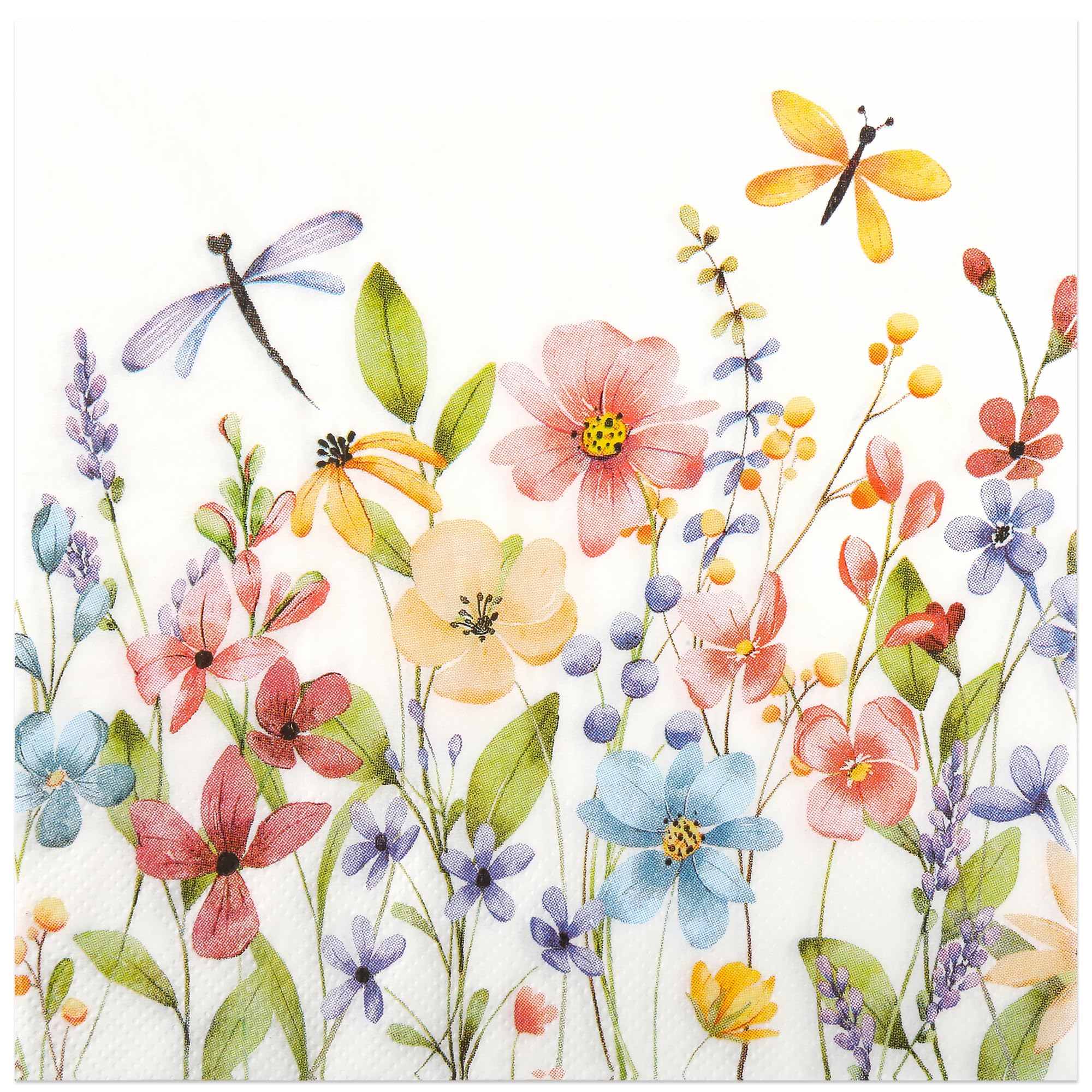 Photo 1 of 100 Pcs Wildflower Paper Napkins 6.5" Spring Flowers Party Napkin Florals Leaves Butterfly Luncheon Beverage Hand Towel for Easter Garden Tea Party Supplies