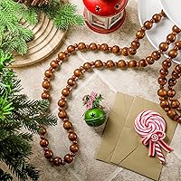 Vista 6 de 2 piezas/ 14.4 pies Guirnalda de cuentas de madera de Navidad Xmas Cuentas de árbol de madera rústicas redondas artesanales decorativas Árbol