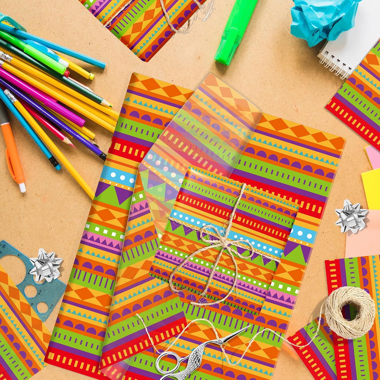 50 Sheets Mexican Tissue Paper - 20 x 14 Inch Decorative Mexican Gift Wrapping Paper, Cinco De Mayo Patterns for Fiesta Party Supplies, DIY Craft Projects, Gift Wrapping, Gift Bags, Birthday Party