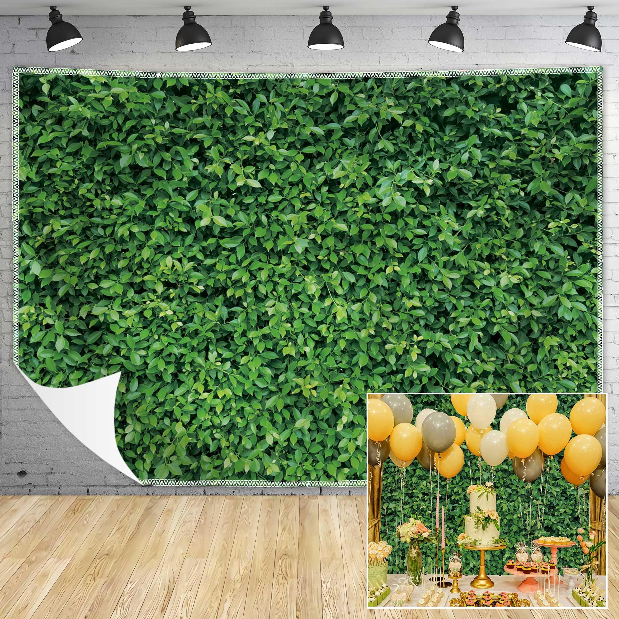 Green Leaves Backdrop - Nature Greenery Polyester Photography Background for Birthday Wedding Decor Soft Fabric Wall Banner | Baby Shower, Safari, Dinosaur Theme Photo Booth(7x5ft)