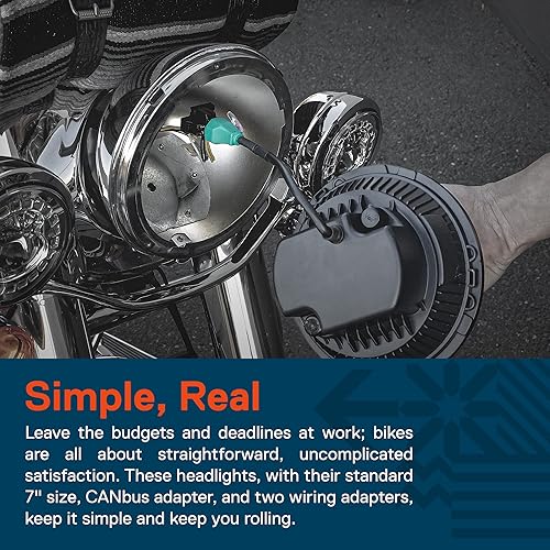 Miniatura 7 de TRUE MODS - Faro delantero LED de 7 pulgadas para Harley Davidson + soporte de montaje aprobado por DOT acabado cromado HALO DRL adaptadores H4 para