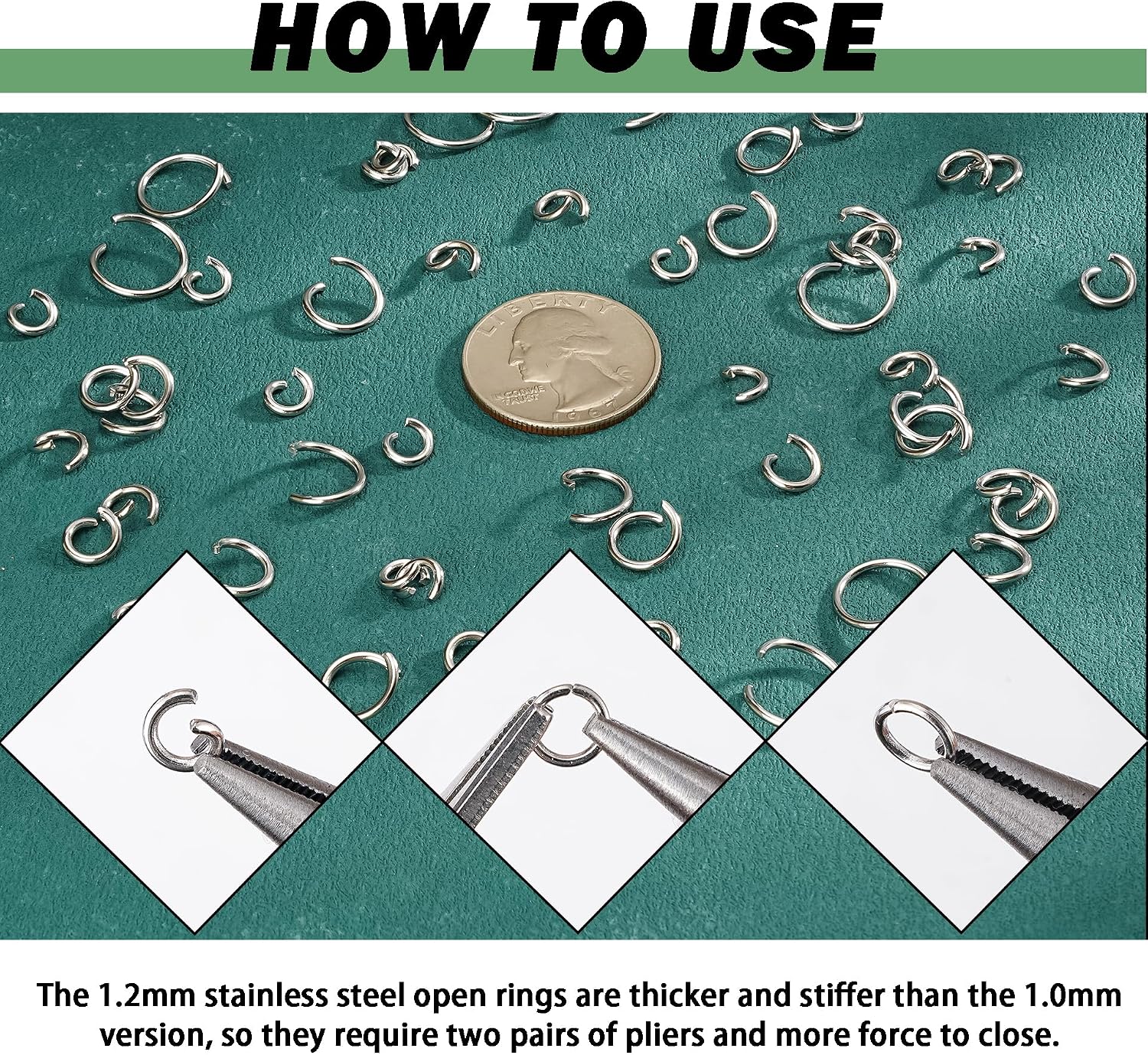Stainless Steel Open Jump Rings Bulk 10mm Outer Diameter 1.2mm Thick | 800pcs Steel O Ring Jewellery Making Findings Loop Contactors for DIY Chainmial Bracelet Necklace Earring Keychains Repair