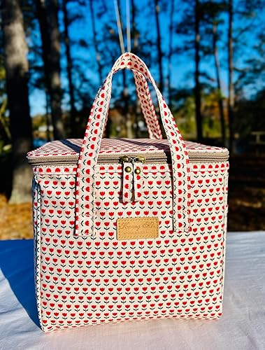 Miniatura 9 de Lonchera con aislamiento floral para mujer, lonchera reutilizable, hielera grande para oficina, picnic al aire libre, tela impermeable de alta