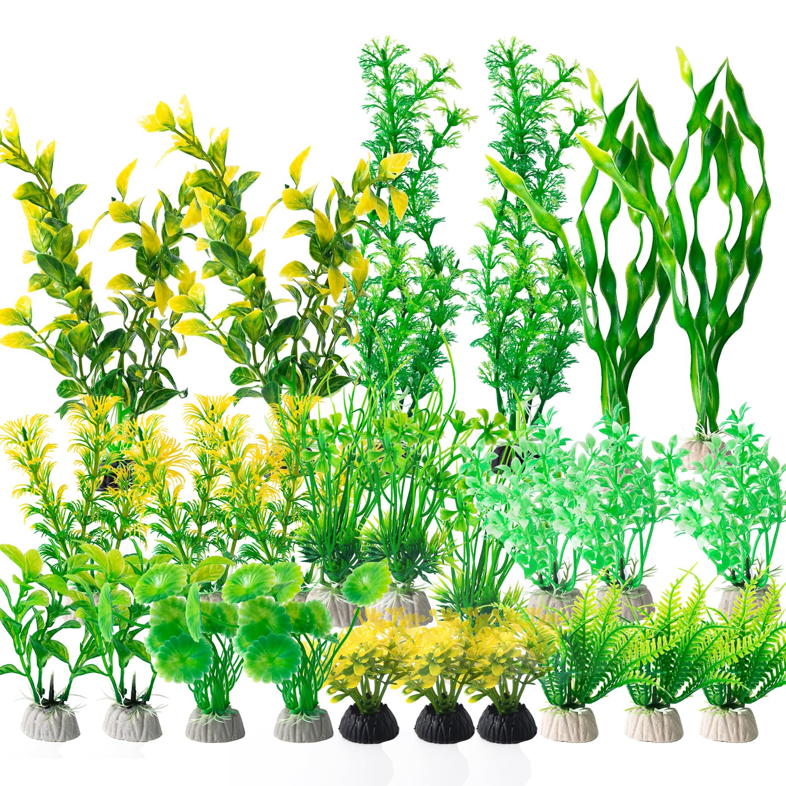 COMSUN 10 Pack Artificial Aquarium Plants, Small Size 4 inch Approximate Height Fish Tank Decorations Home Décor Plastic Yellow
