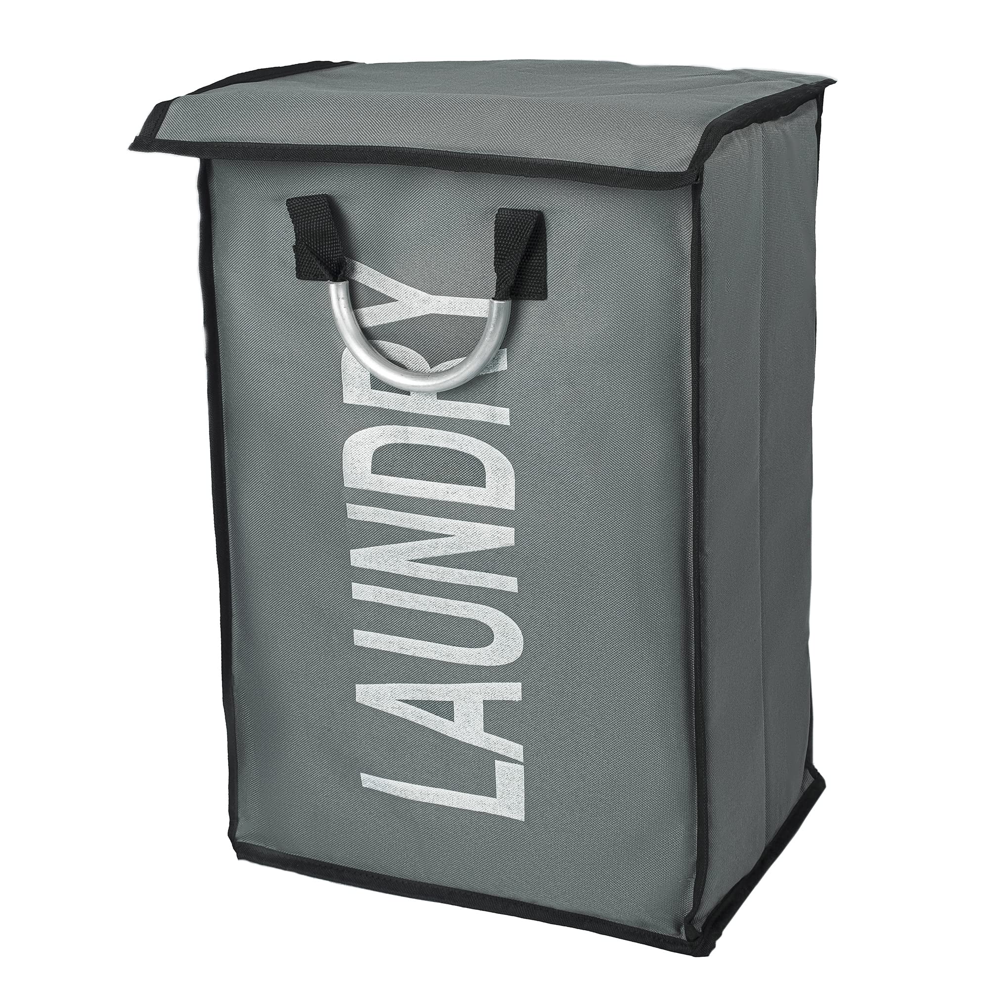 HELLE DESIGN Collapsible Large Laundry Basket, Collapsible Fabric, Folding Washing Storage Bin,Foldable Hamper basket bags Easy to Carry, Clothes Hamper for Kids Bedroom, Bathroom (Dark Grey)