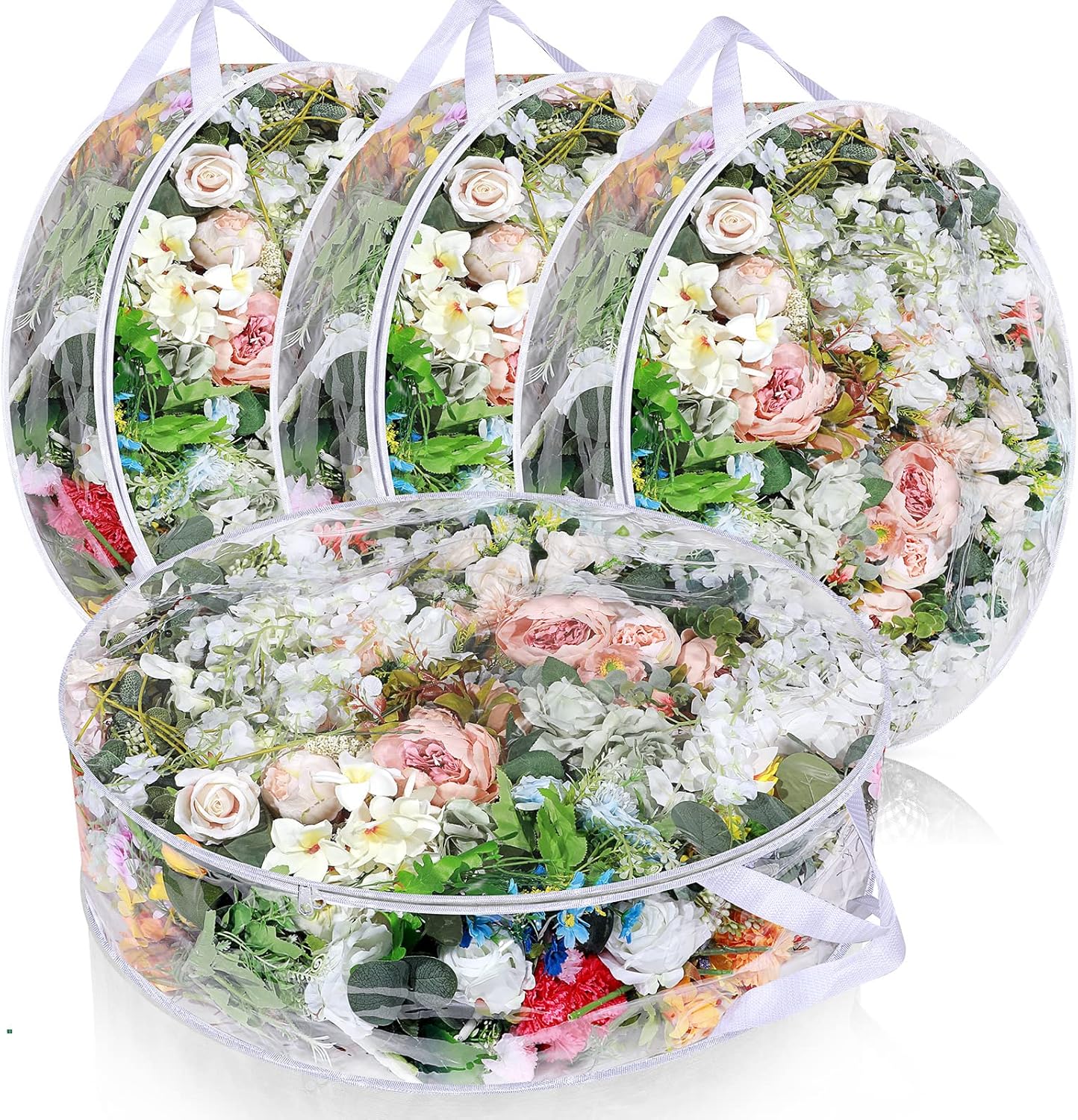 Remagr 4 Pieces 30 Inch Wreath Storage Bag Plastic Clear