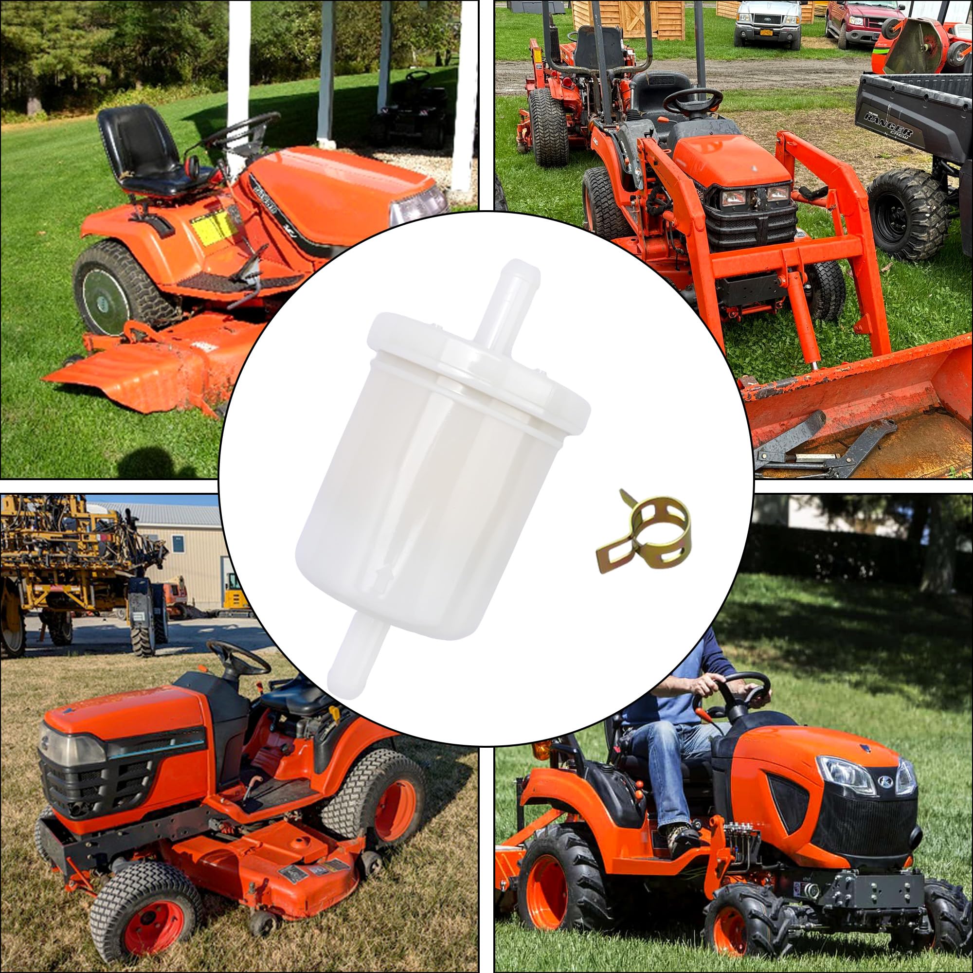 Strongthium Filtr Paliwa 5/16 12581-43012 do Traktorka Kosiarki Kubota BX23S BX24 BX25 BX2200 GR2100 ZD1211 RTV900 Zestaw Serwisowy z Zaciskami 2 Sztuki