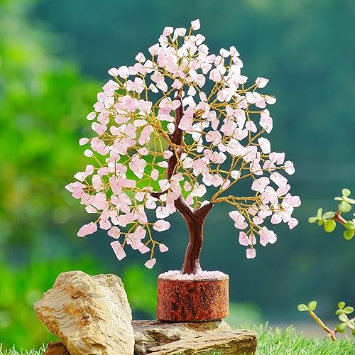 Miniatura 3 de Árbol de piedras preciosas de cuarzo rosa, árbol de cristal para energía positiva, figura de Feng Shui, bonsái de dinero, árbol de cuarzo rosa,
