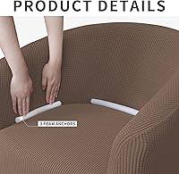 Vista 3 de Easy-Going Funda elástica para sillón de club de 1 pieza, funda para sofá de bañera de barril, protector de muebles, funda de sofá jacquard, marrón