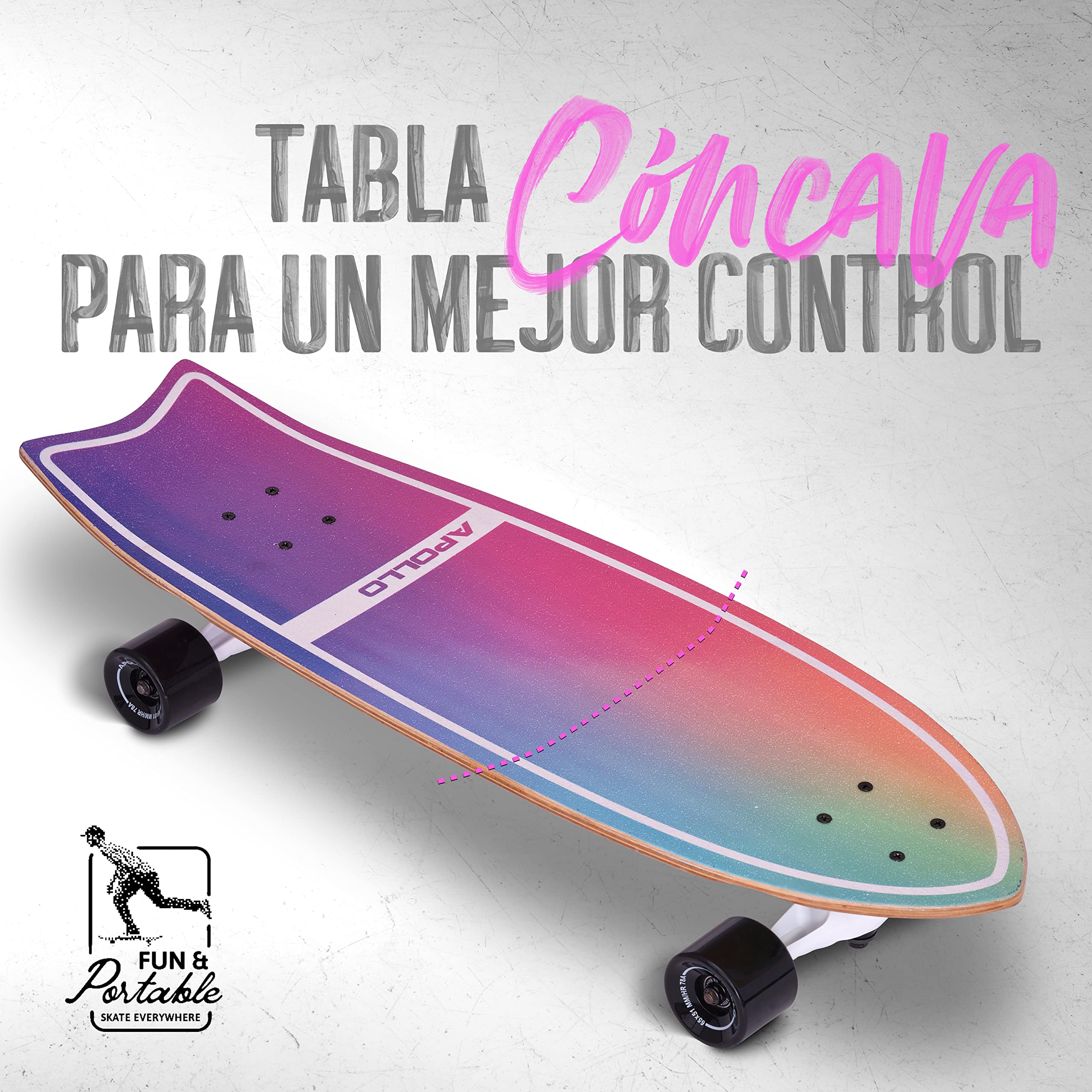 Apollo Surf Skate para Niños a Partir de 6 Años | Mini Longboard Cruiser para Niños | Mini Skate Cruiser para Entrenamiento de Surf | Carving y Pumping | Ejes Surf Skateboard Adulto