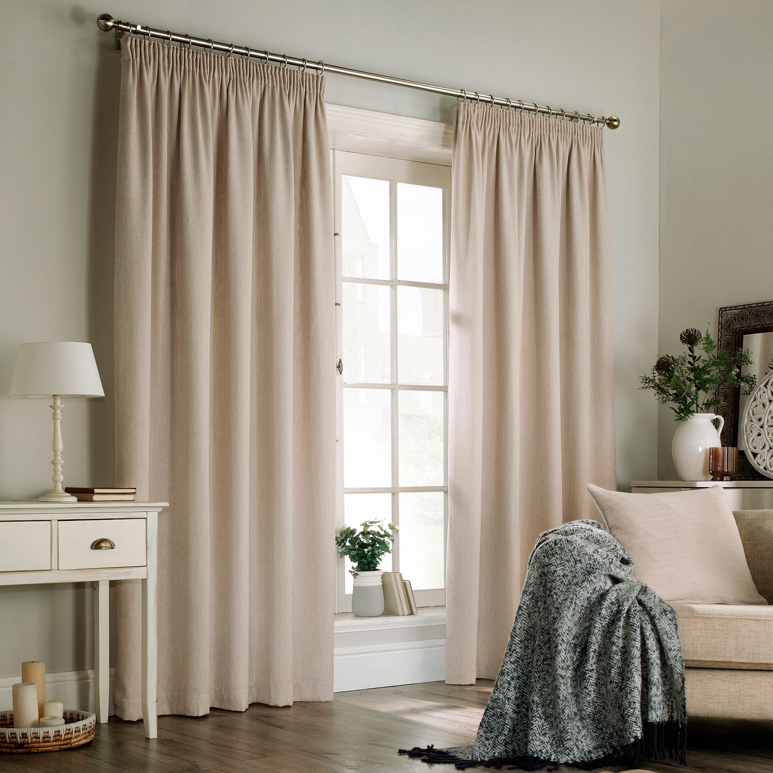 Furn Harrison Ringtop Eyelet Curtains (Pair), 168Cm X 229Cm, Oatmeal