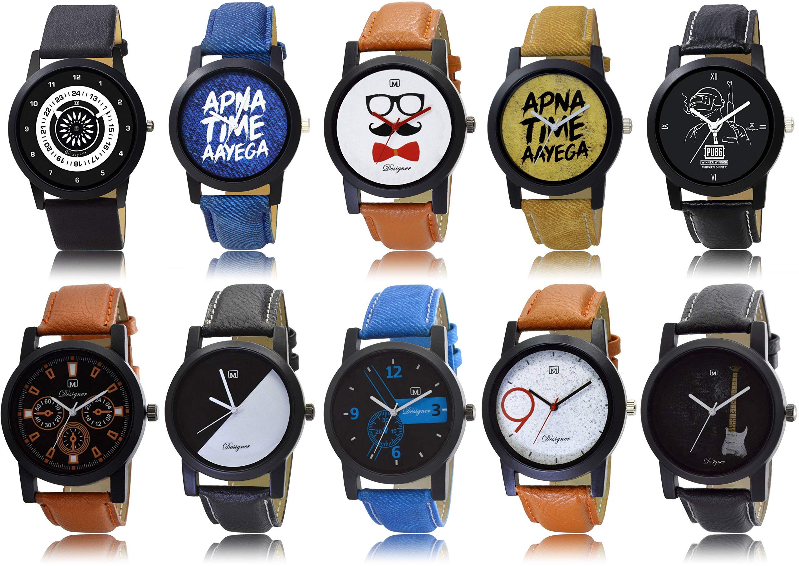 OM DESIGNER Analogue Multi Colored Latest Pack of 10 Watches (Apna time aayega pubg Bulk Combo) CC-524 (B07XMPZ1BJ) Amazon Price History, Amazon Price Tracker