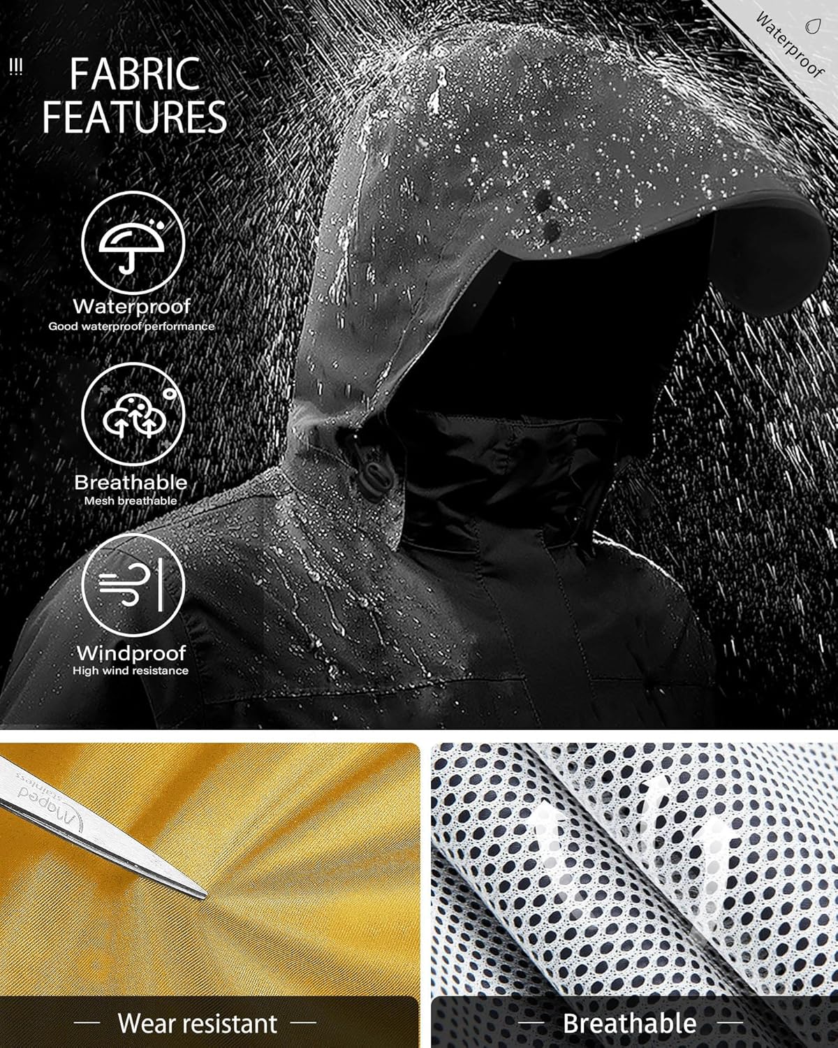 iCreek Rain Suit Waterproof Jacket with Pants 2 Pieces Breathable Lightweight Packable Raincoat with Hooded Rain Gear Unisex - Image 3