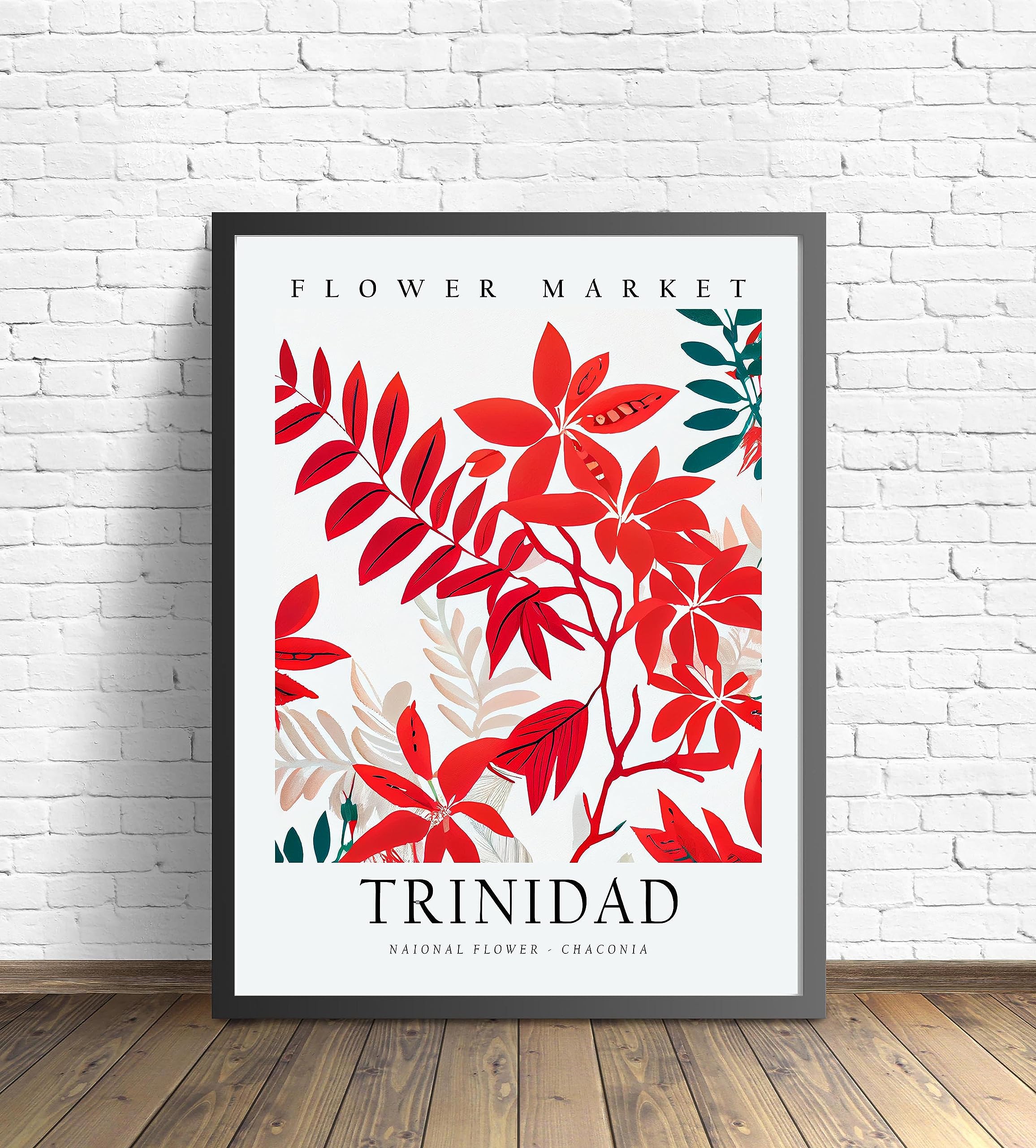 Trinidad Flower Market Art Print Poster Chaconia 1960 S Wall Art Neutral Botanical Pastel Artwork Unframed 148