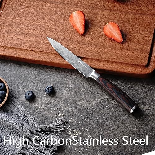 Miniatura 5 de Cuchillo utilitario, cuchillo de chef de 5 pulgadas, cuchillo de cocina ultra afilado con hoja de acero inoxidable de alto carbono, cuchillo de