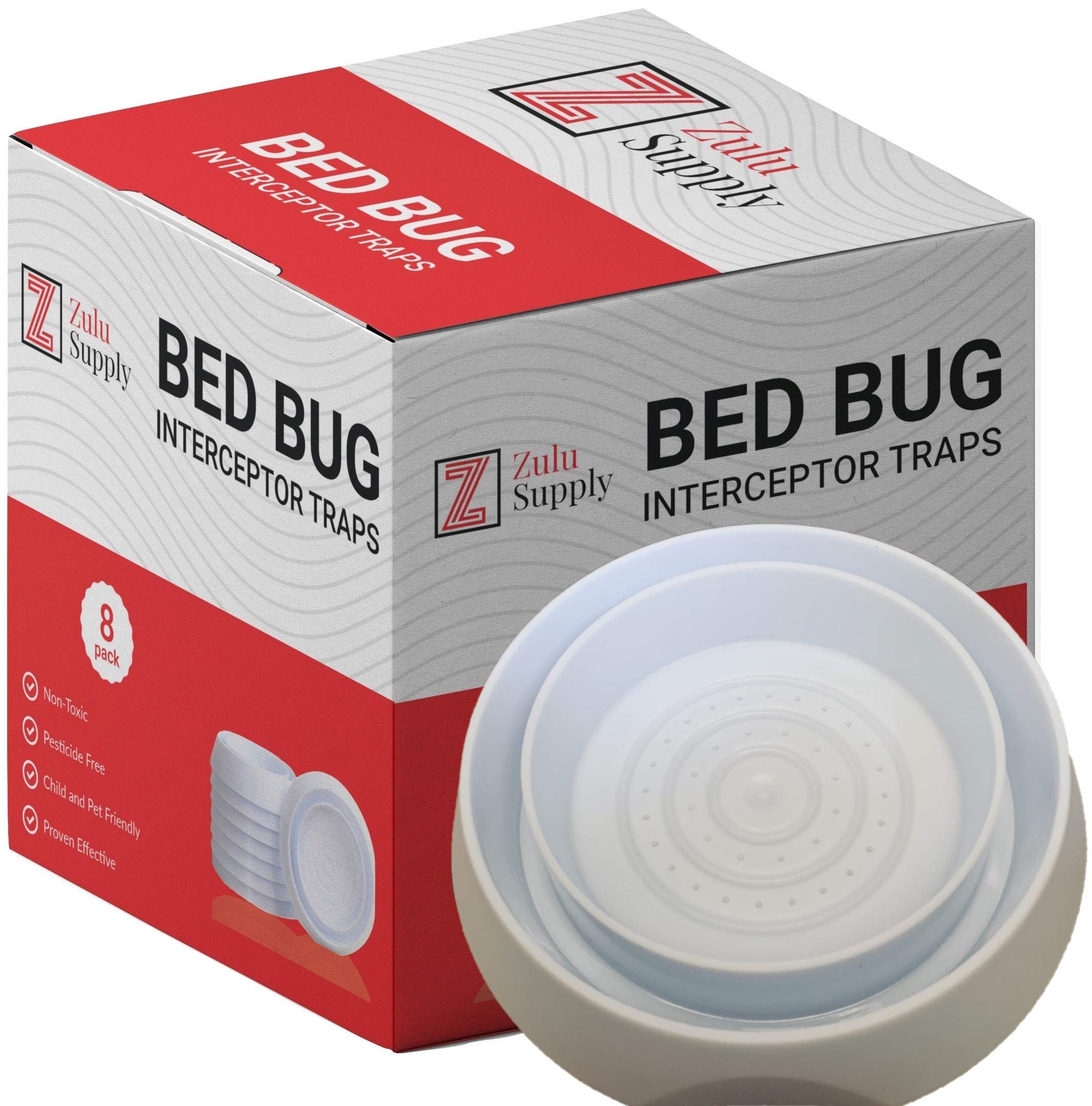 Buy Zulu Supply Bed Bug Interceptors, White, Traps, 8 Pack, Bedbug