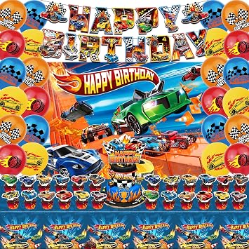 52Pcs Hot Car Birthday Party Decorations, Birthday Party Supplies for Car