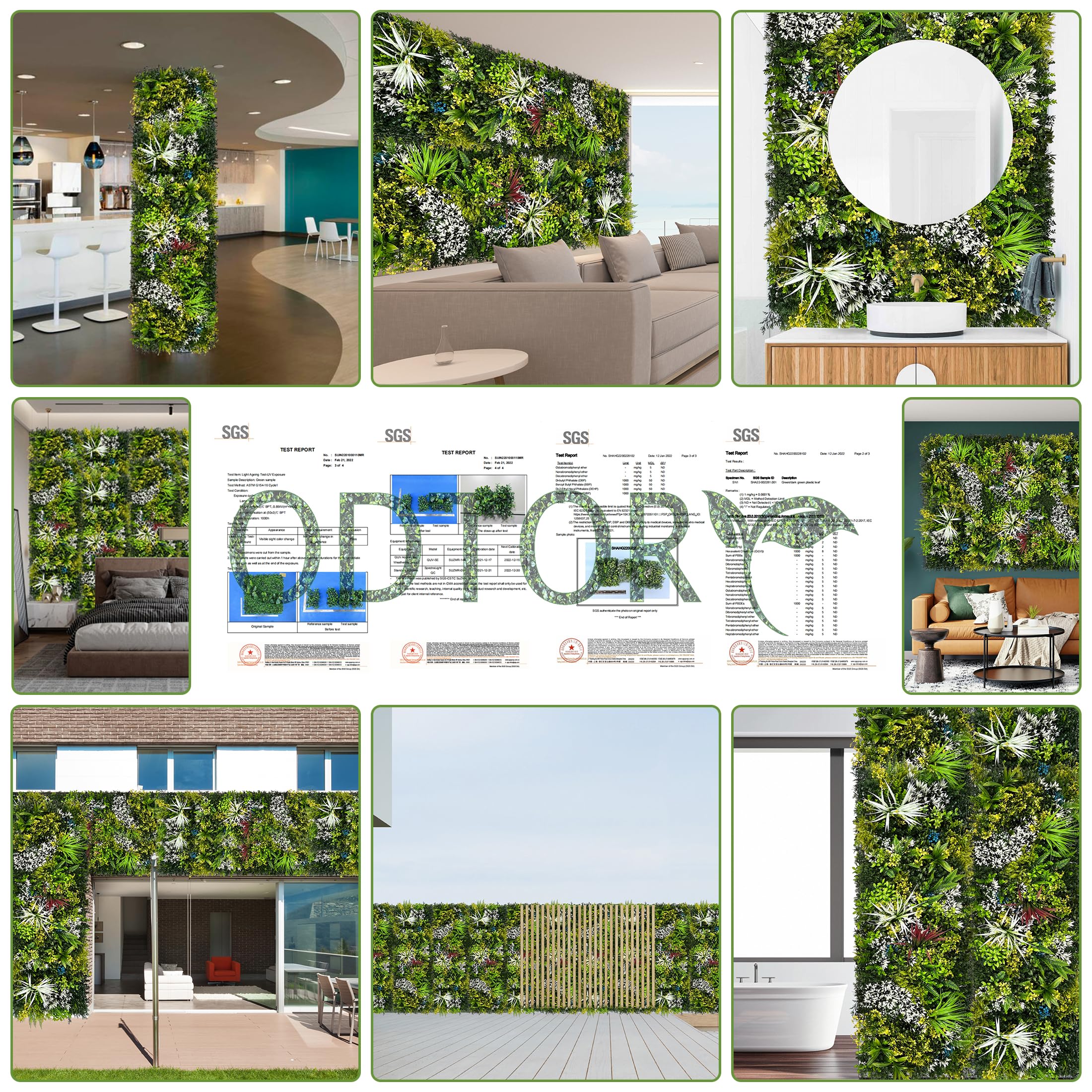 ODTORY Artificial 3D Plant Wall Panels: UV-Anti Faux Grass Wall Backdrop Boxwood Ivy Fence Privacy Screen Fake Greenery Leaf Hedge for Outdoor,Indoor,Garden,Backyard and Home Decor (): Combination B